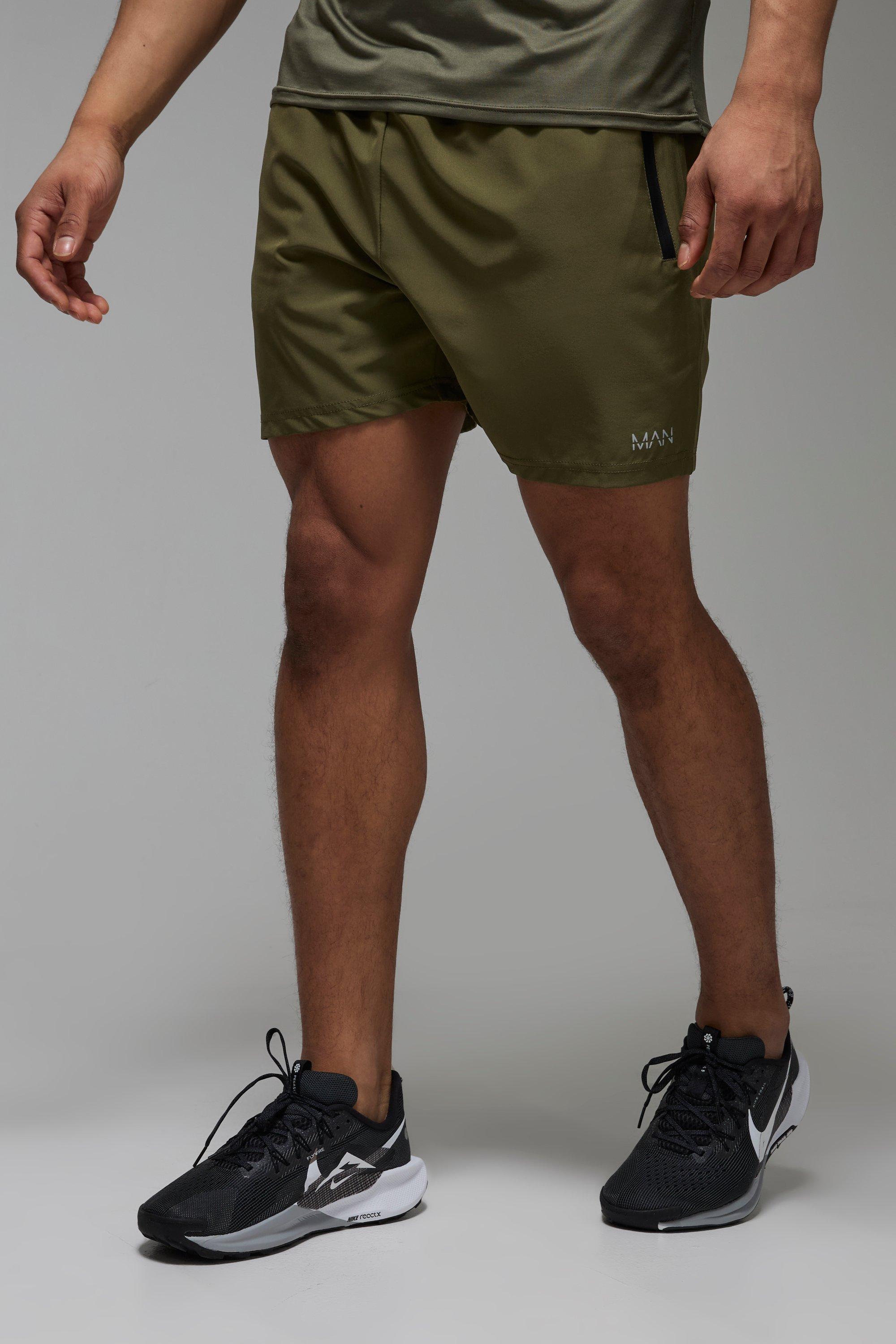 Mens Green Man Active Regular Stretch Woven 5inch Short, Green