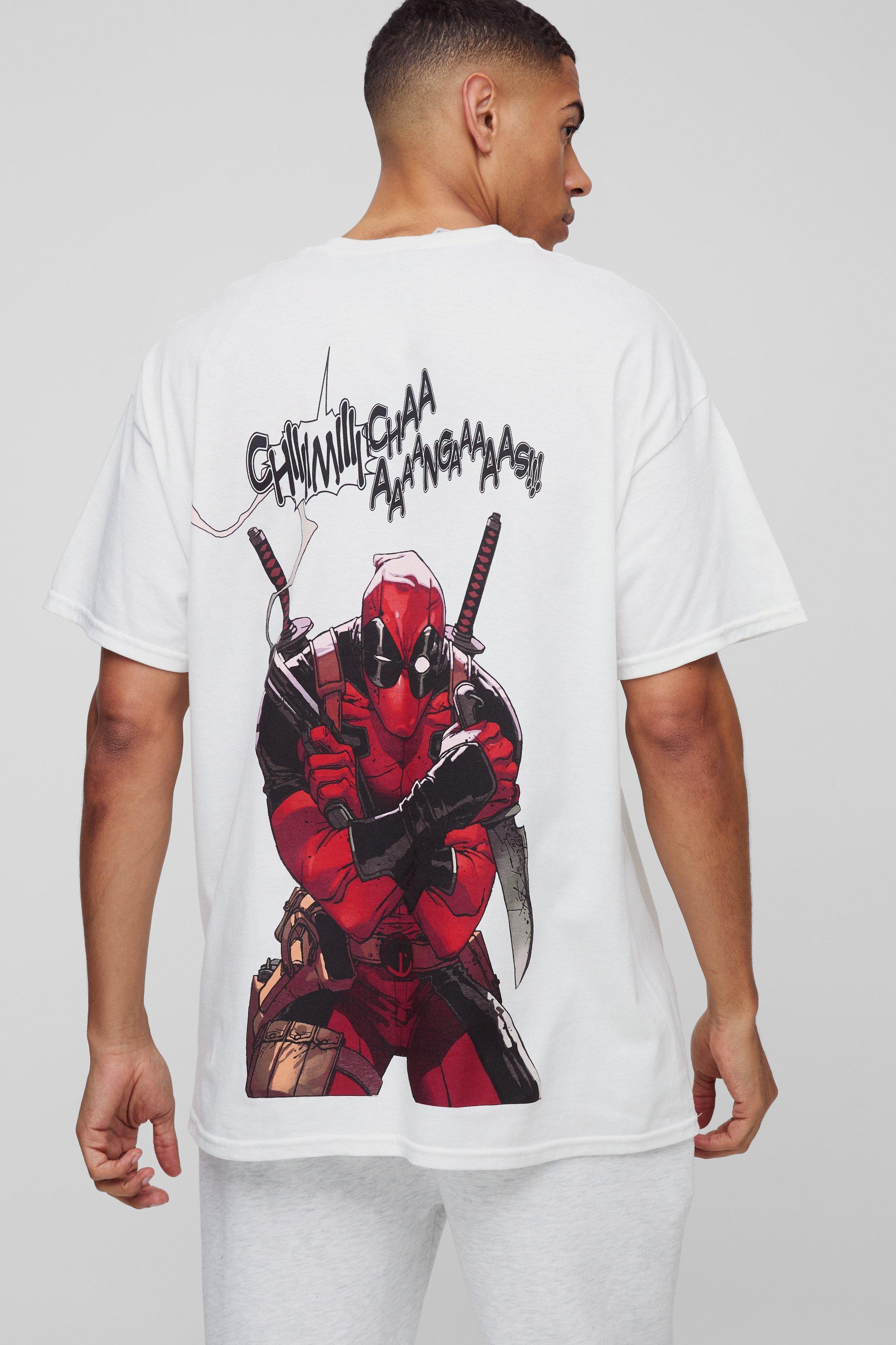 T-shirt oversize ufficiale Deadpool con stampa, Bianco