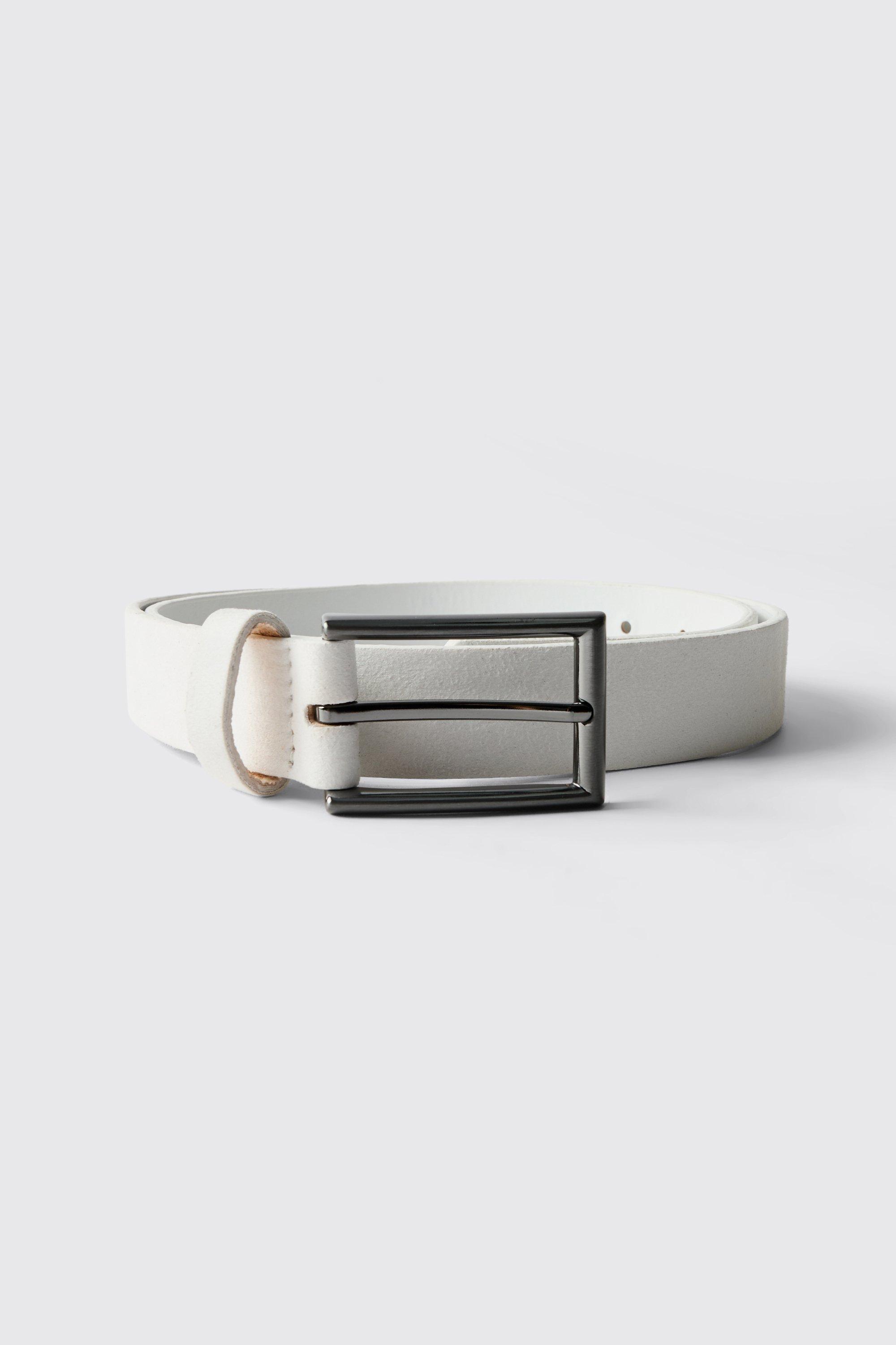 Mens White Thin Belt, White