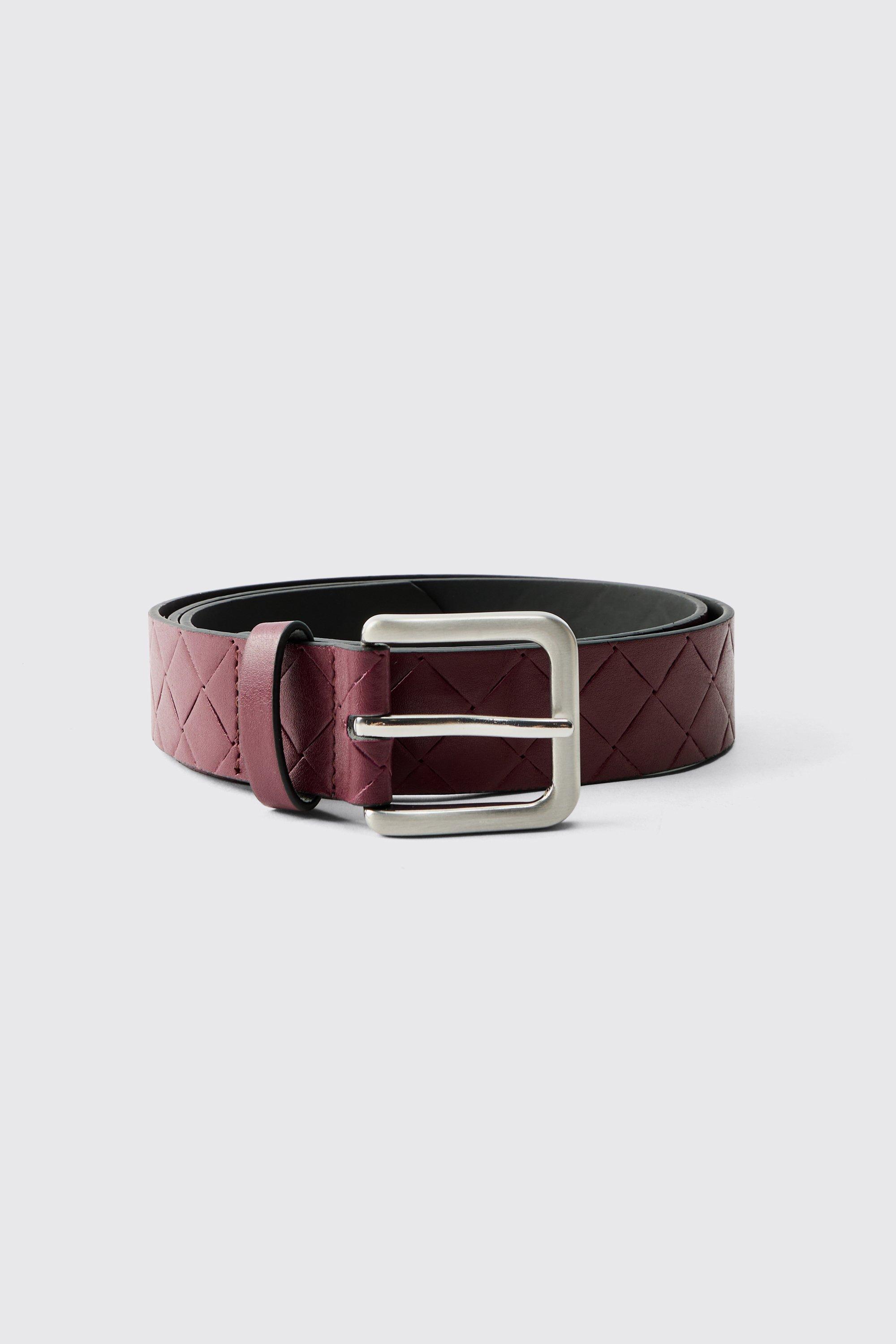 Mens Red Patterned Belt, Red