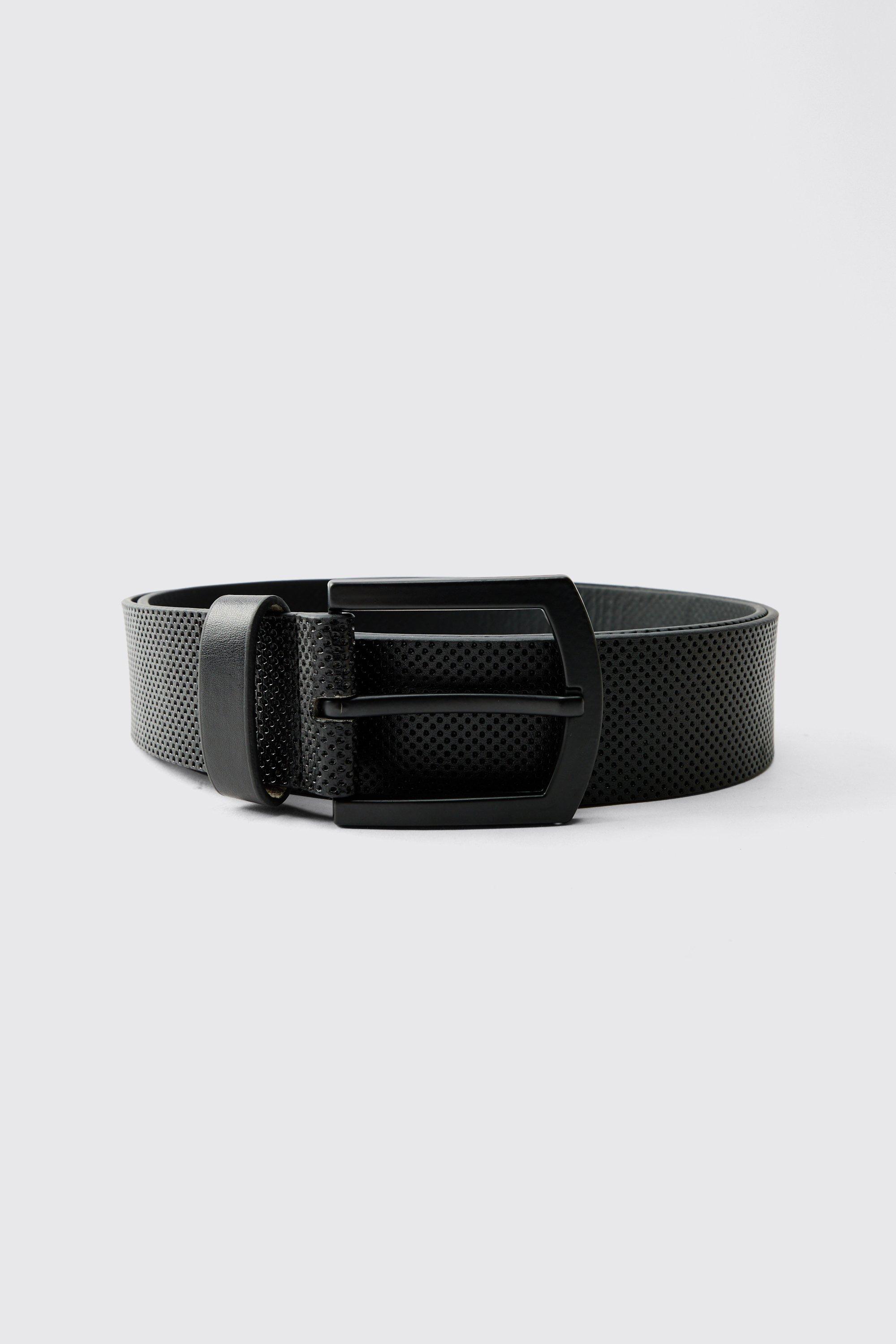 Mens Black Textured Belt, Black