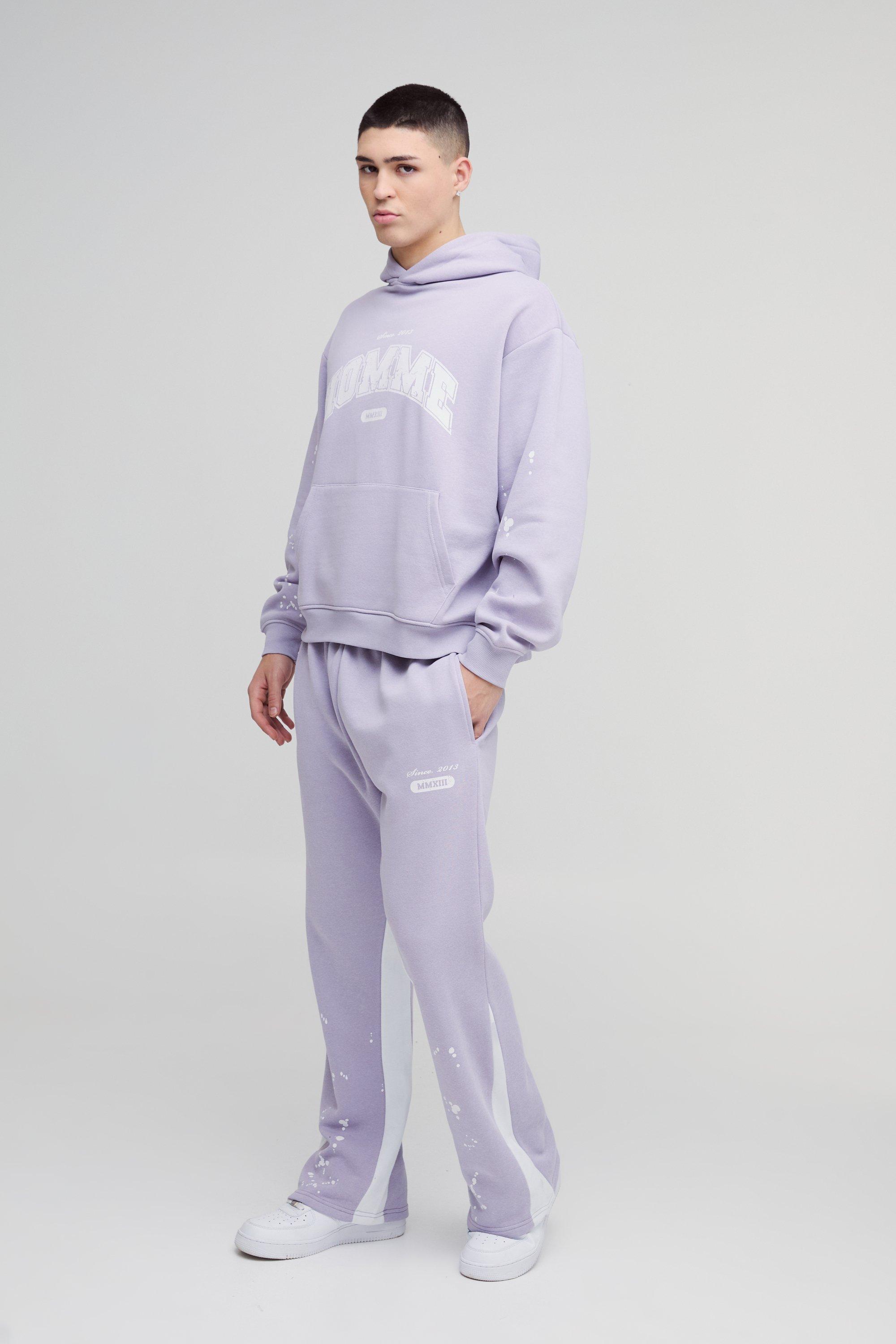 Tuta sportiva squadrata oversize Homme con inserti e schizzi di colore, Purple