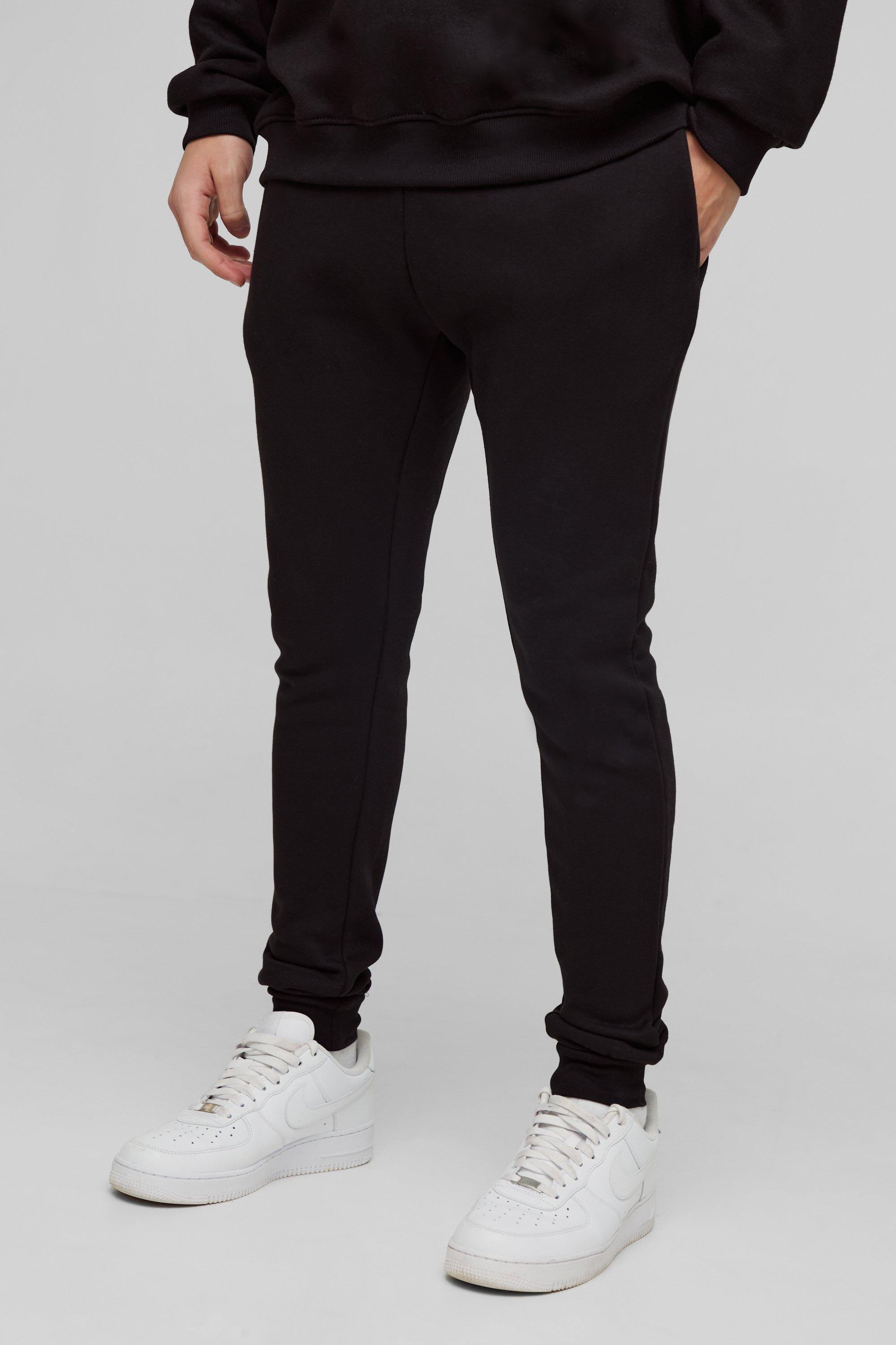 Mens Black 330GSM Super Skinny Fit Jogger, Black