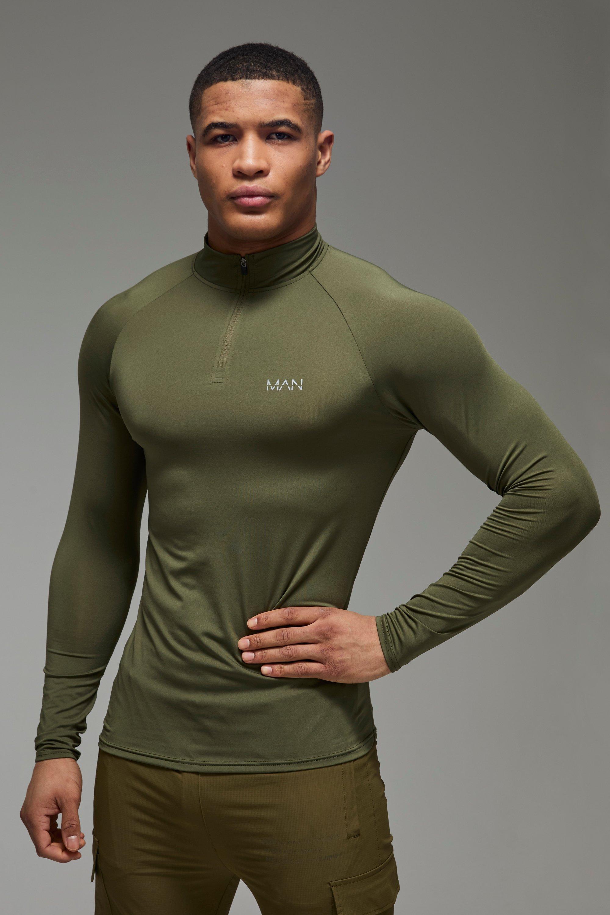 Zip corta Man Active attillata con maniche raglan, Verde