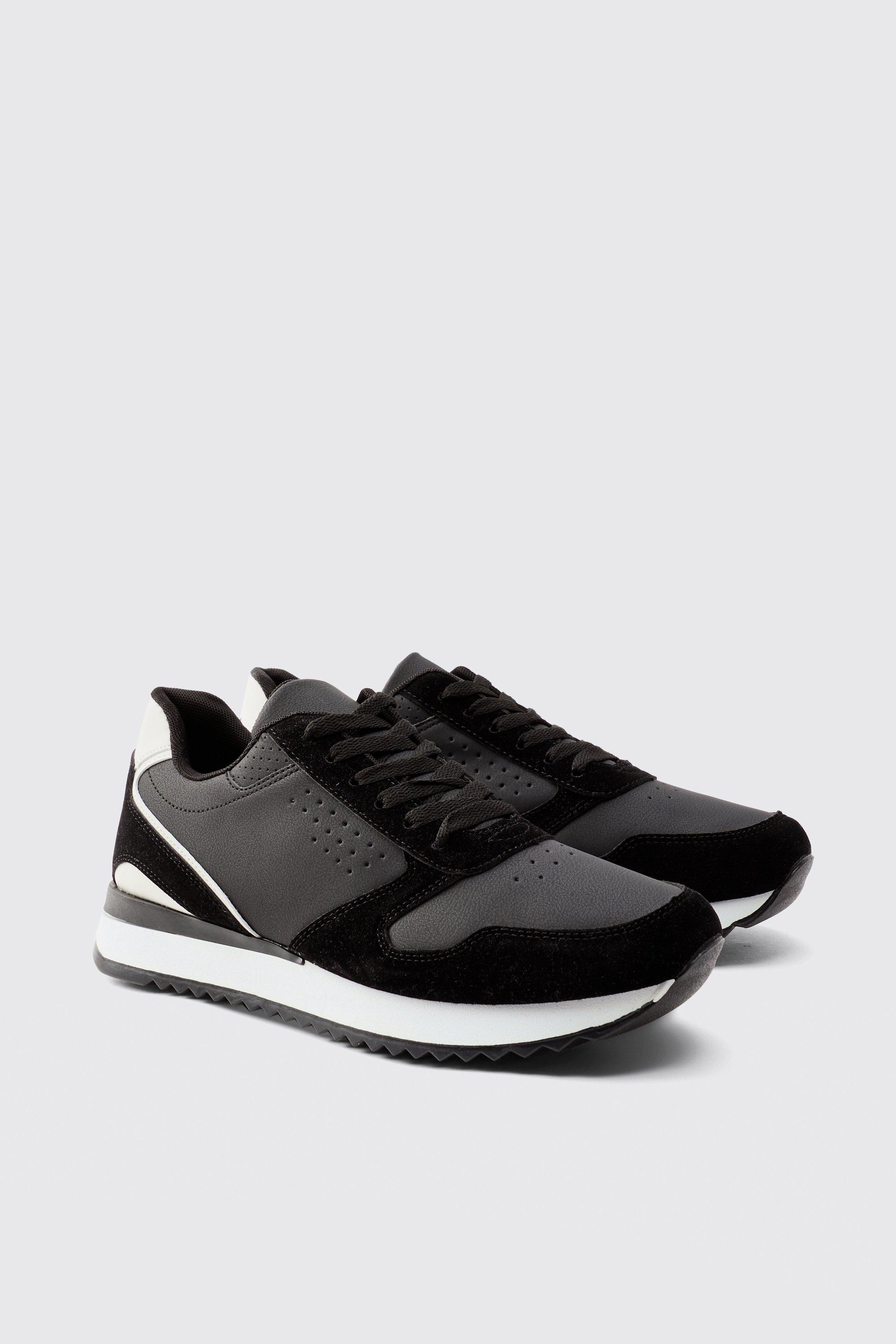 Mens Black Contrast Trainer, Black