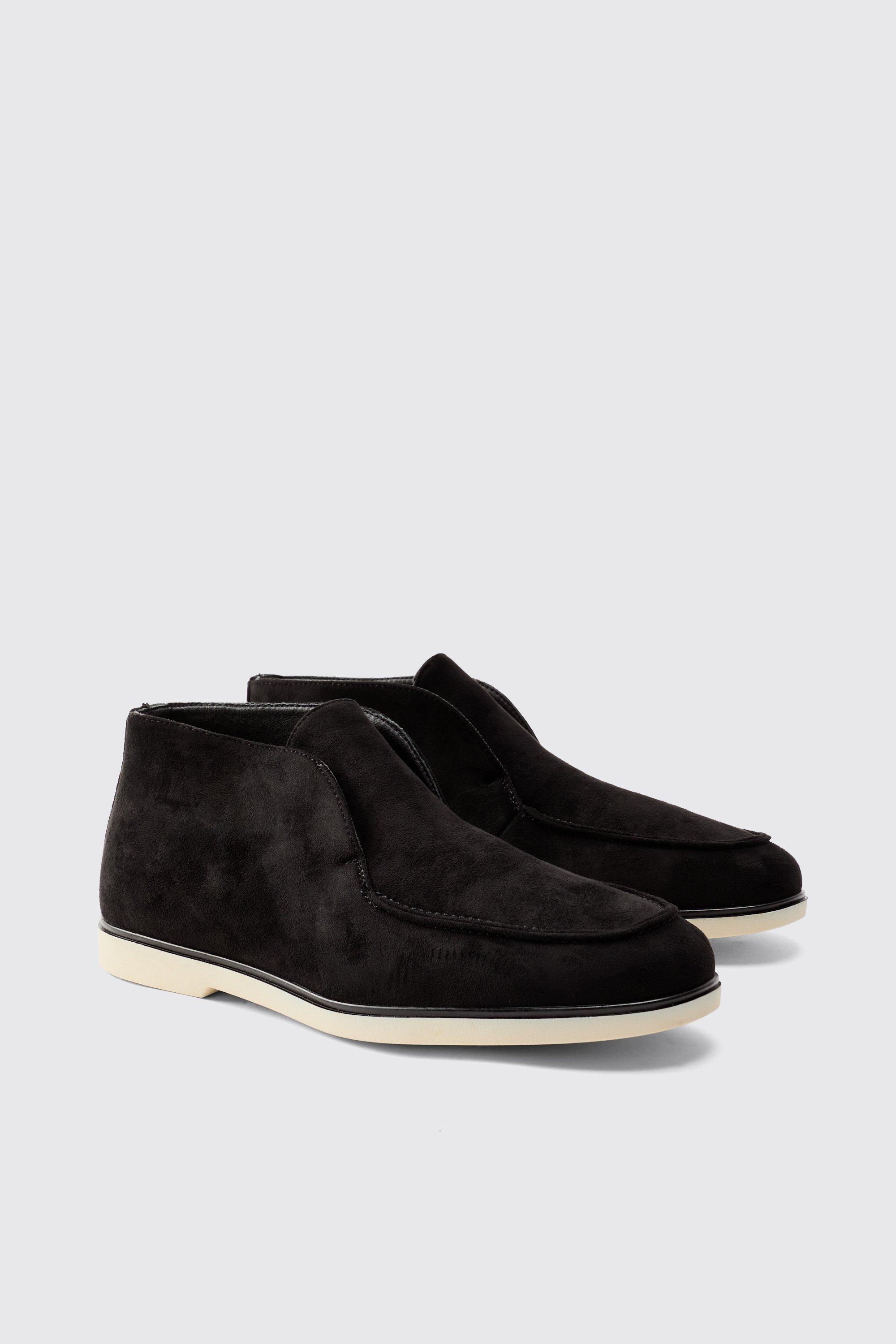 Mens Black Slip on Ankle Boot, Black