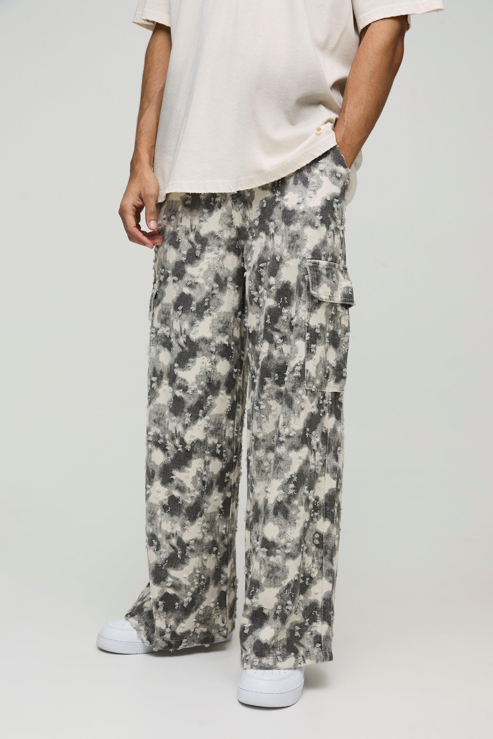 Boohoo Baggy Abstracte Cargo Broek Met Textuur, Charcoal