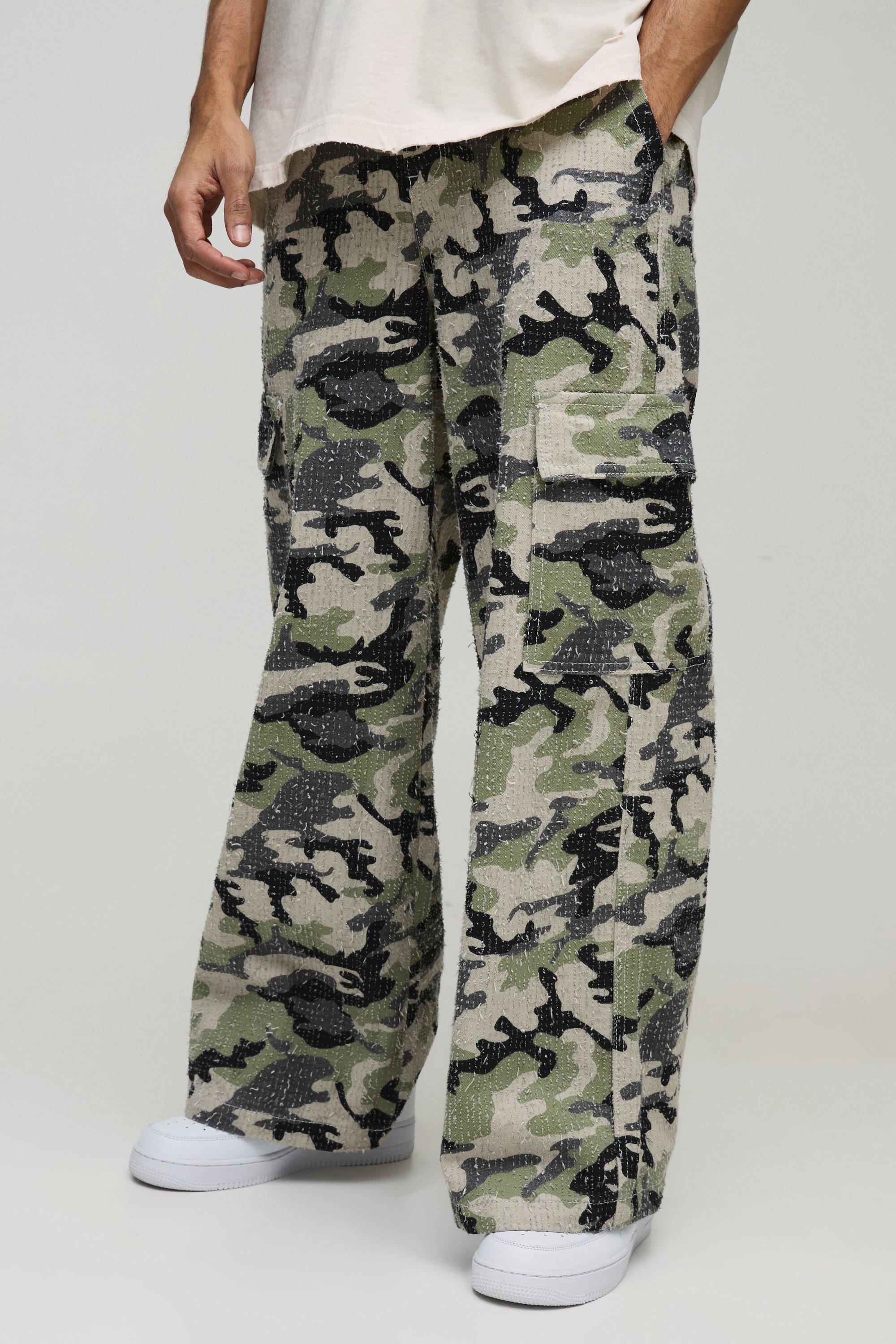 Pantaloni Cargo extra comodi con trama in fantasia militare, Multi