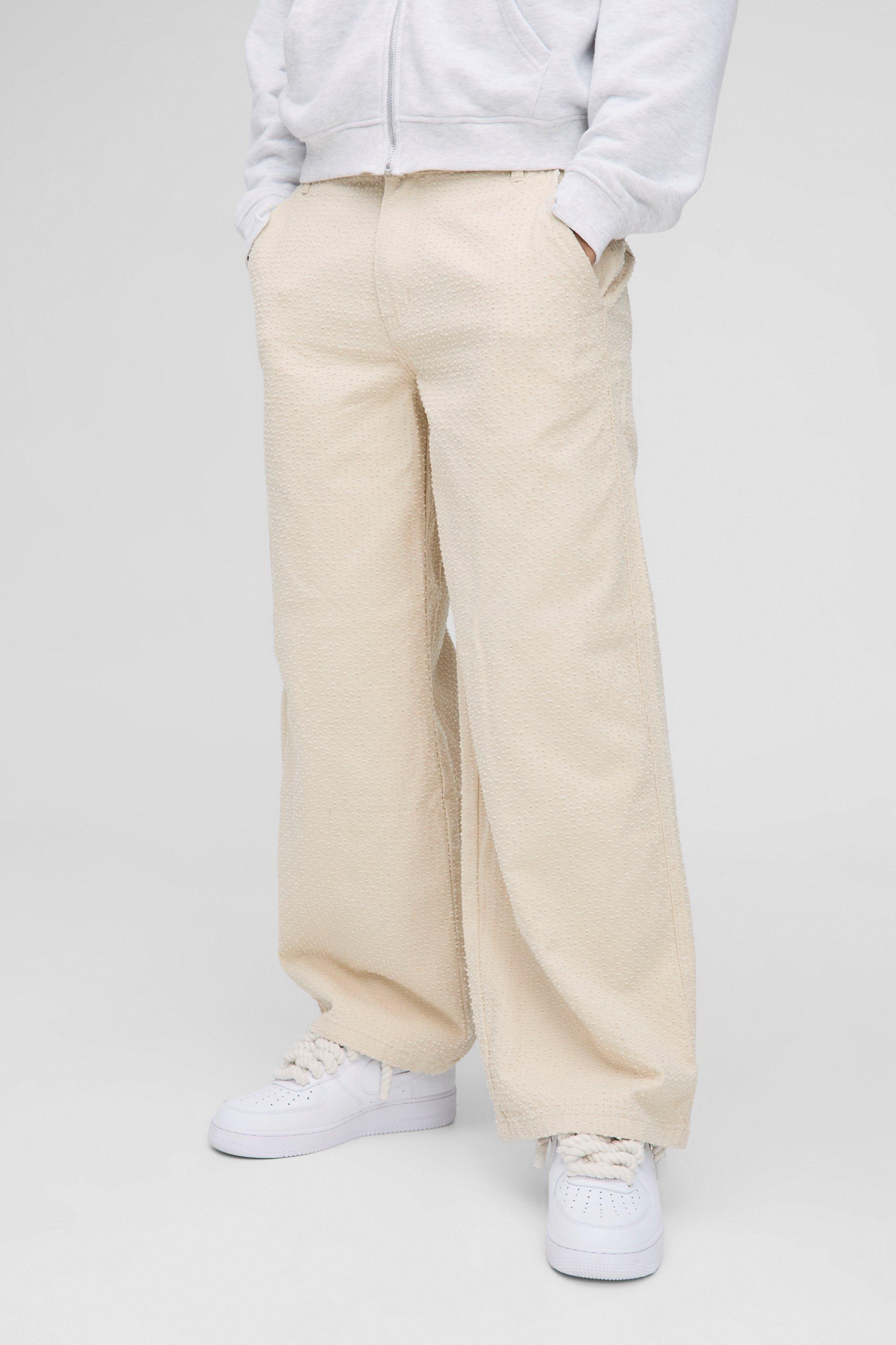 Pantaloni extra comodi con trama in rilievo, Beige