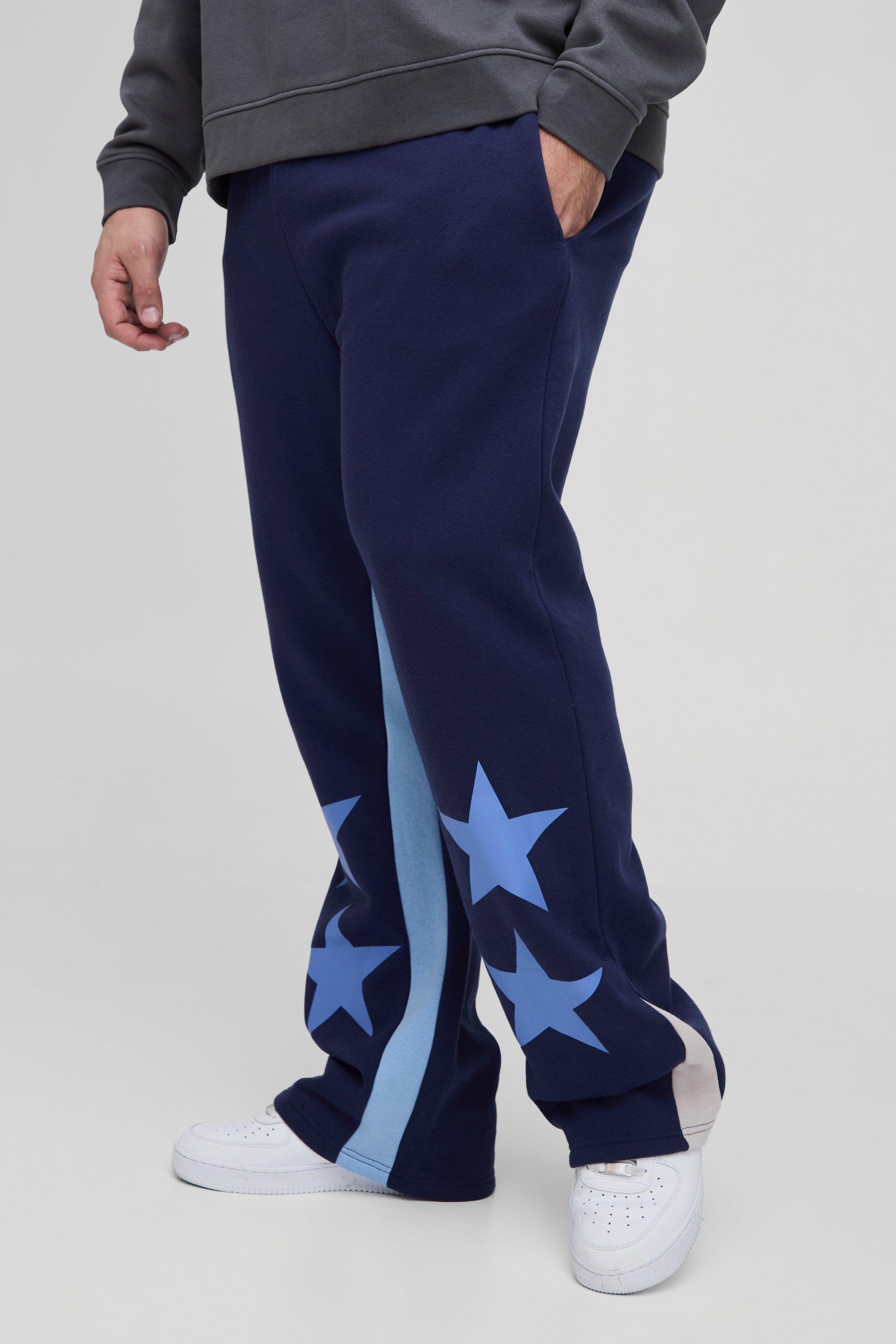 Pantaloni tuta Plus Size con inserti a stella, Navy