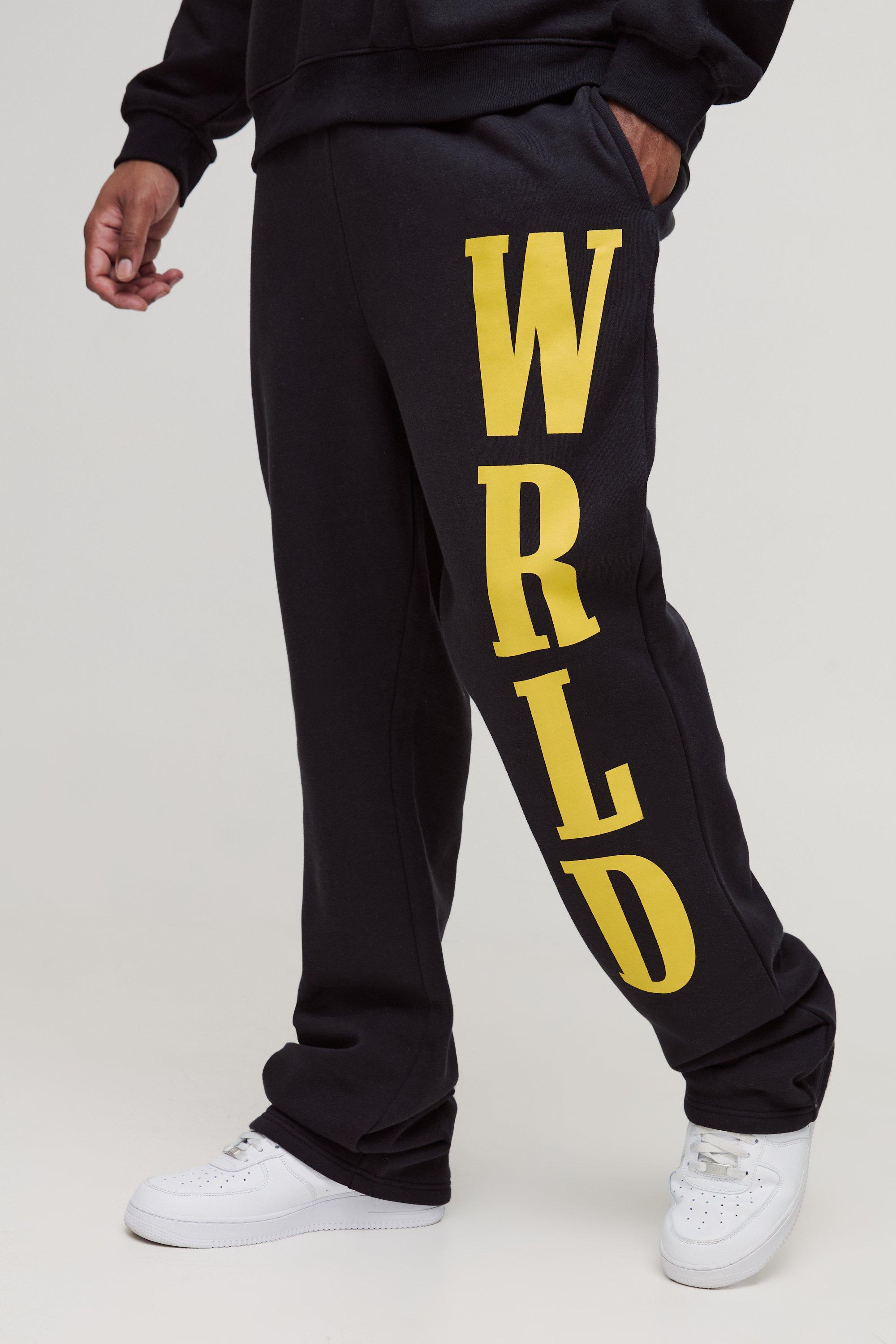 Pantaloni tuta Plus Size Slim Fit con inserti e stampa a pieghe sul fondo, Nero