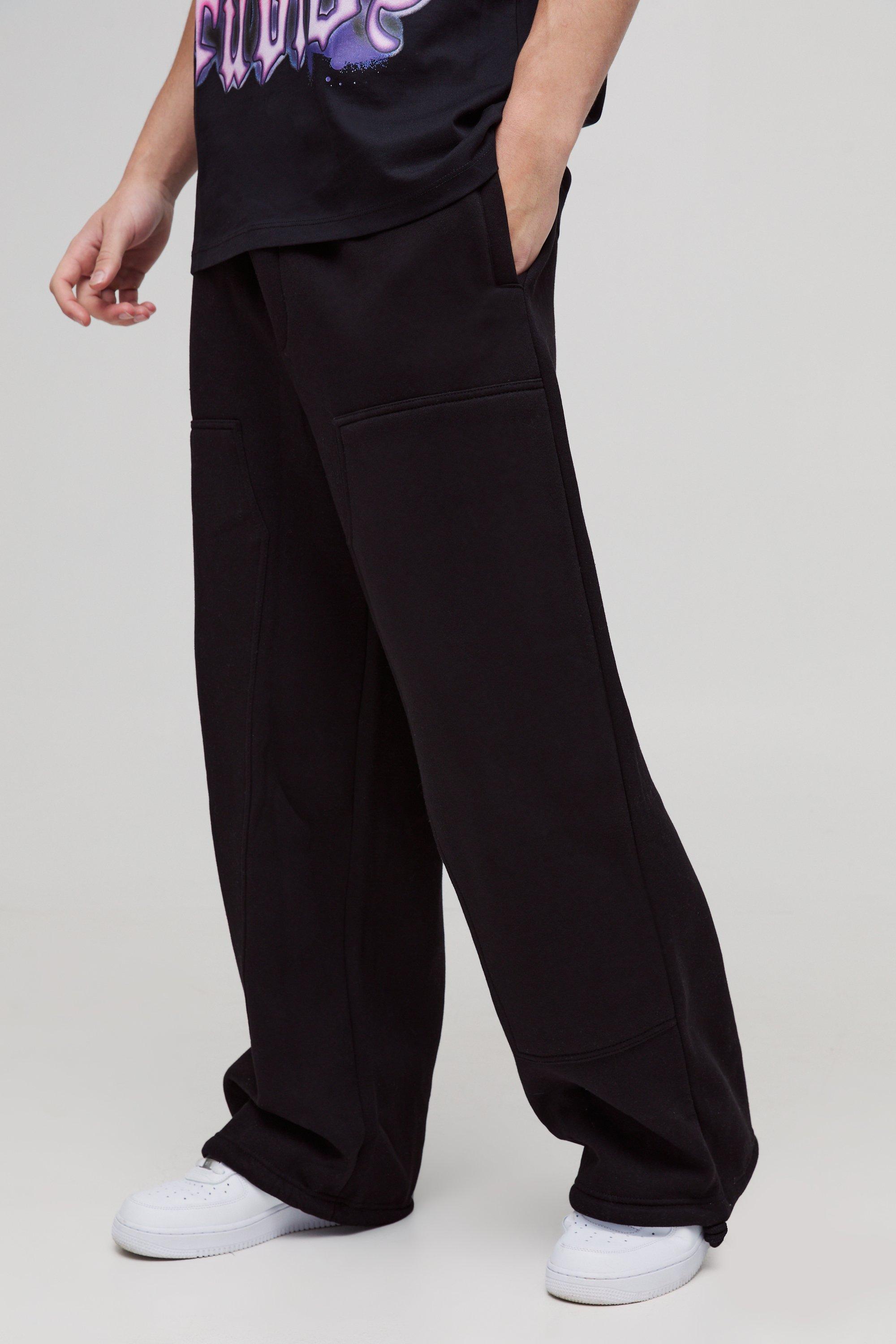 Mens Black Wide Leg Carpenter Jogger, Black