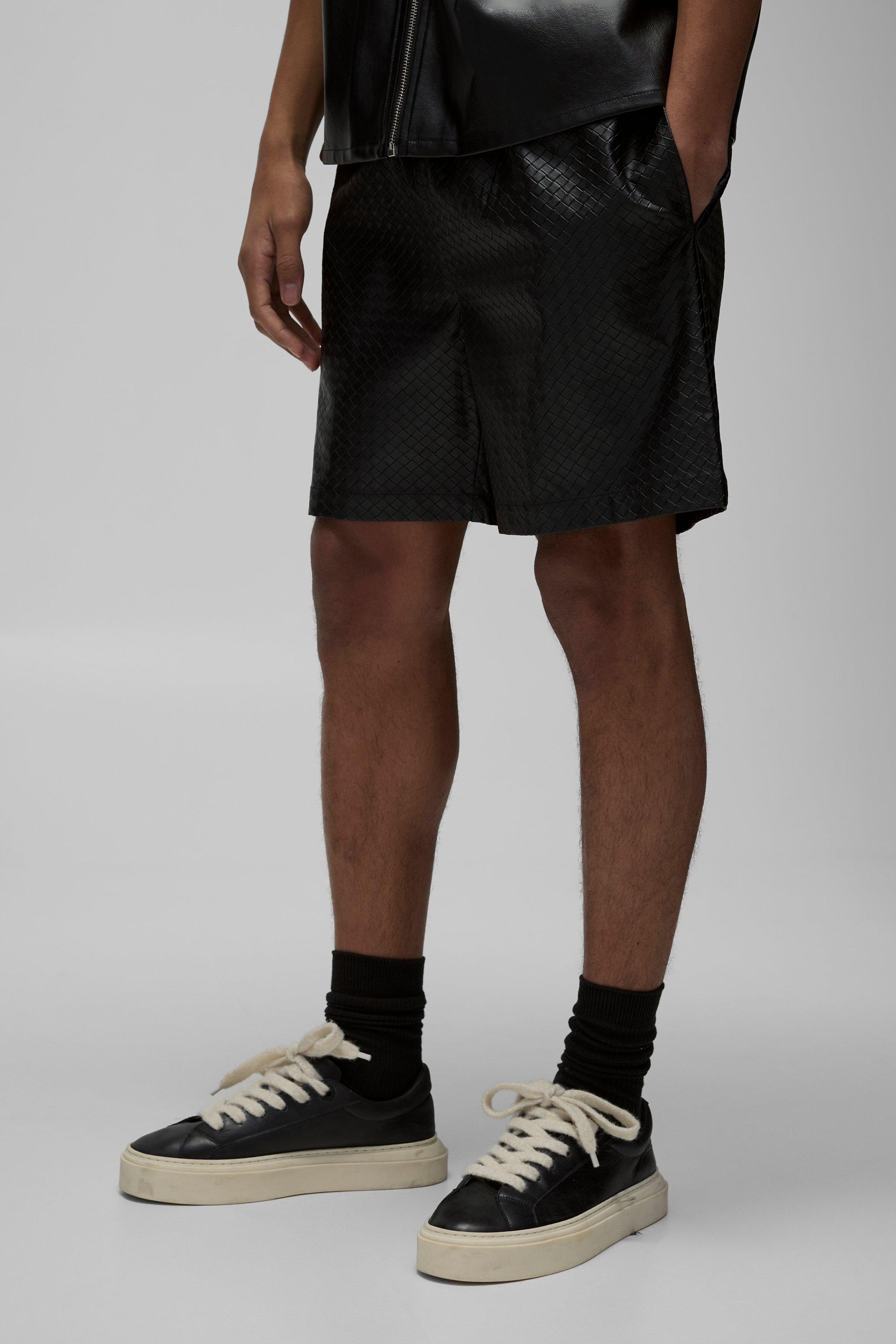 Relaxed Fit Elasticated Waist PU Checkerboard Short