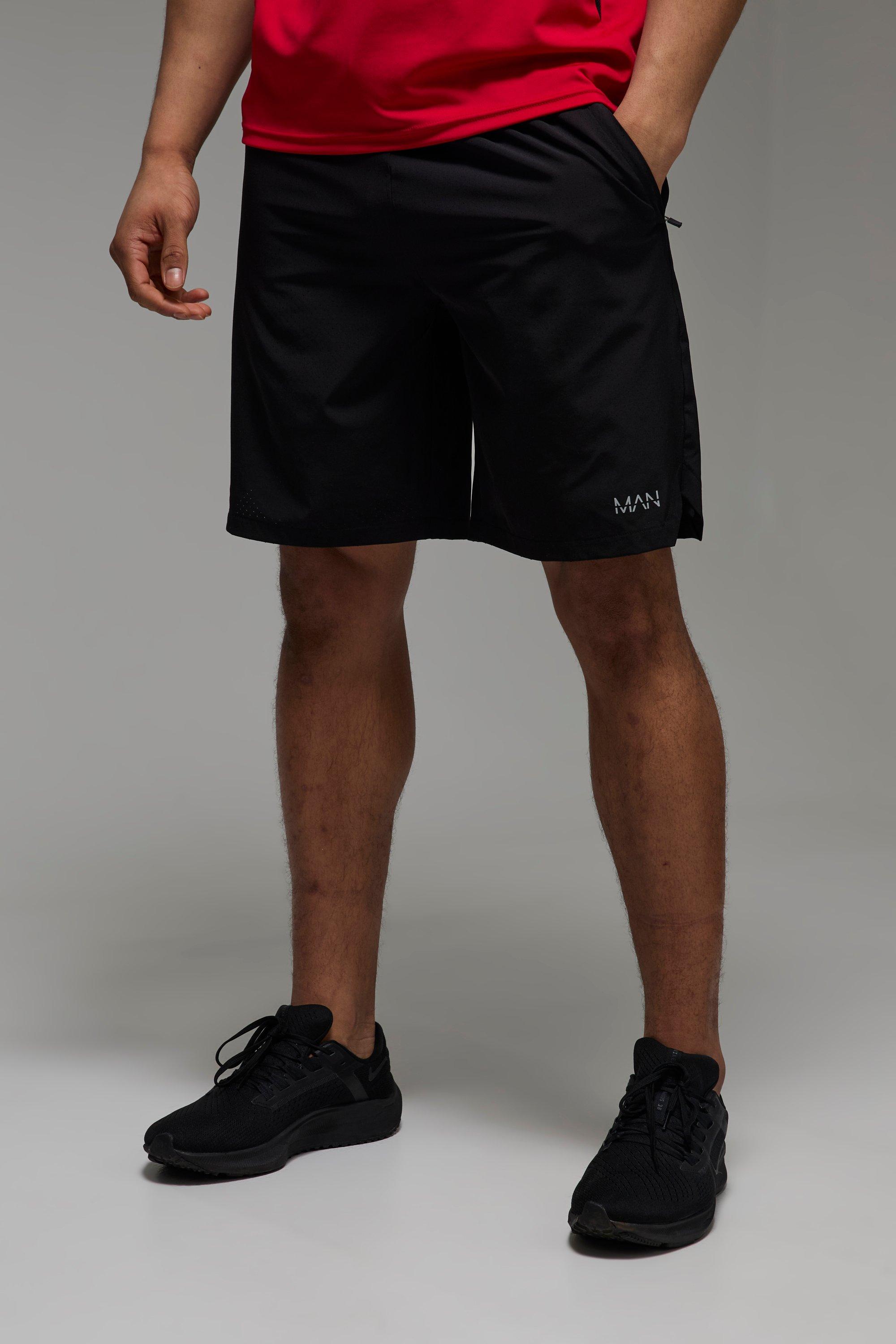 Pantaloncini da 22 cm in Stretch traforati Man Active, Nero