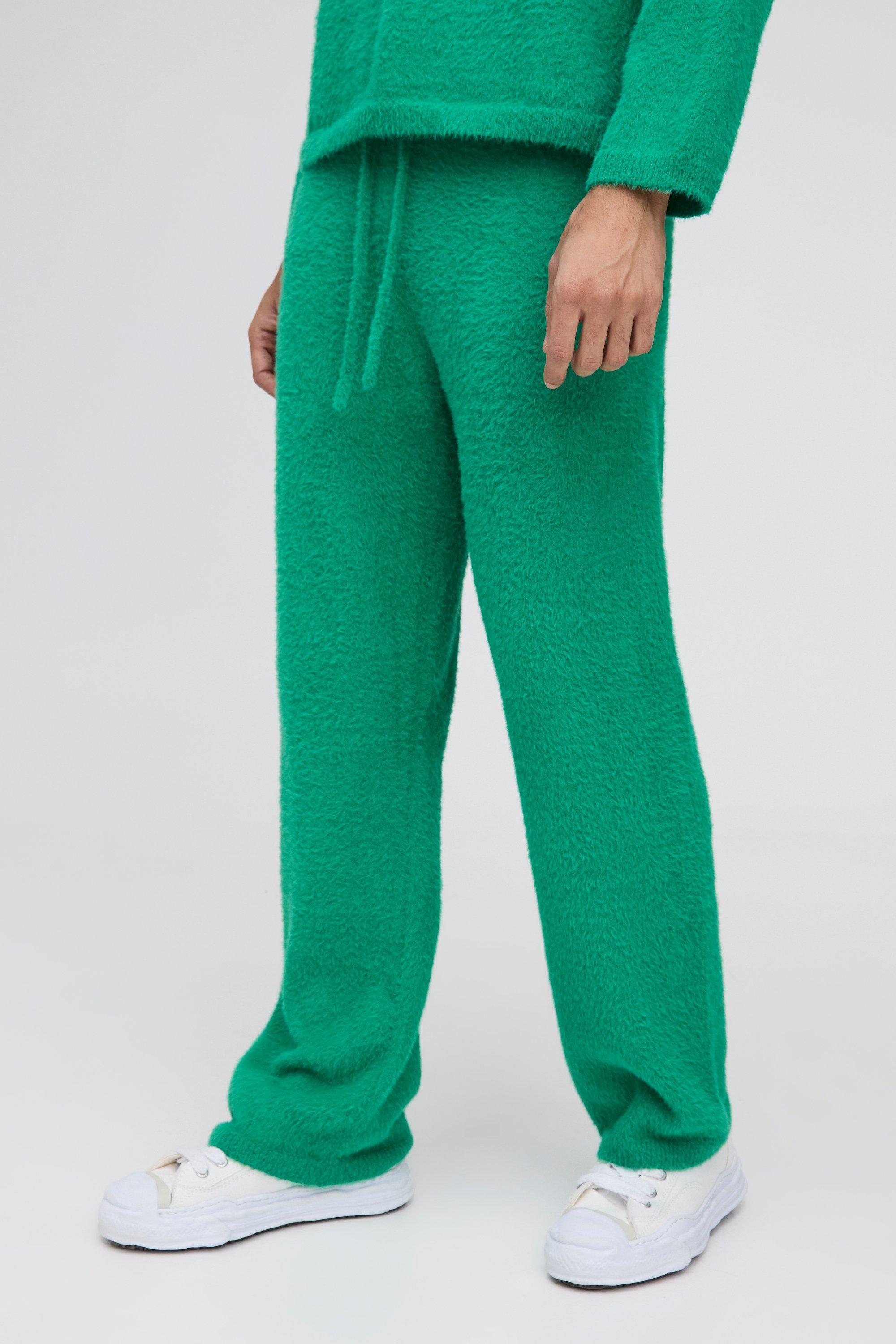 Pantaloni tuta rilassati in maglia morbida, Verde