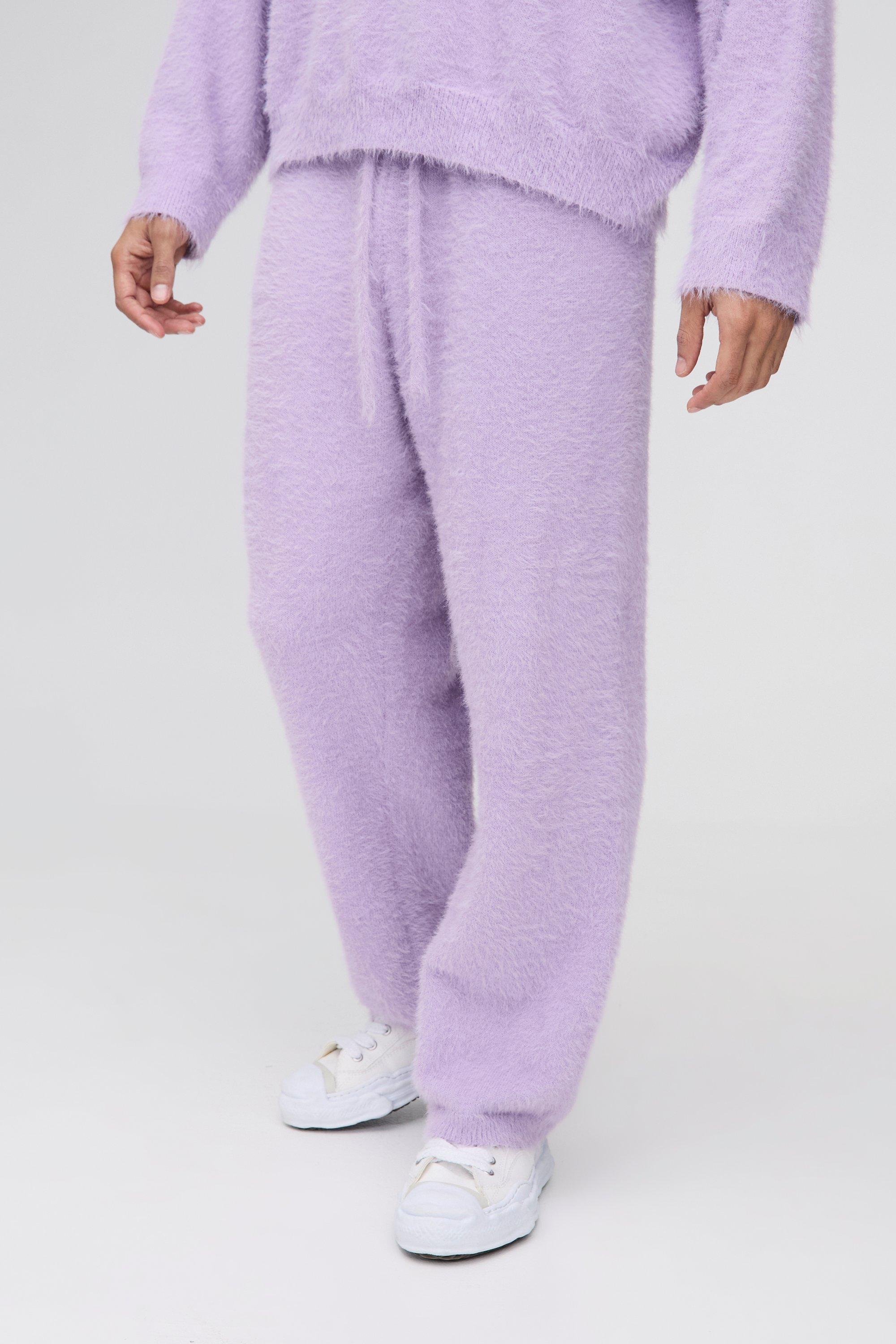 Pantaloni tuta rilassati in maglia super morbida, Purple