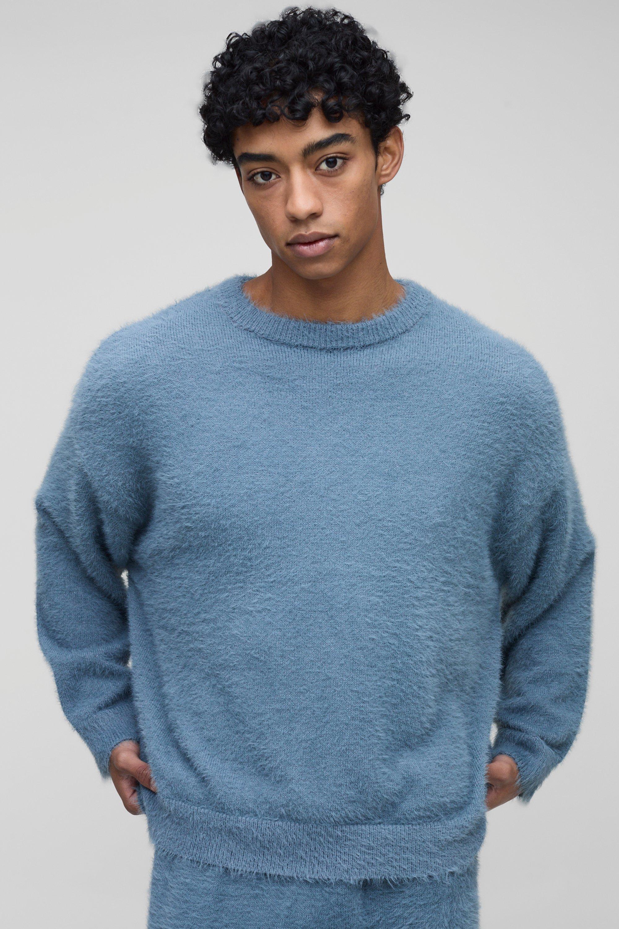 Maglione oversize in maglia super morbida, Azzurro