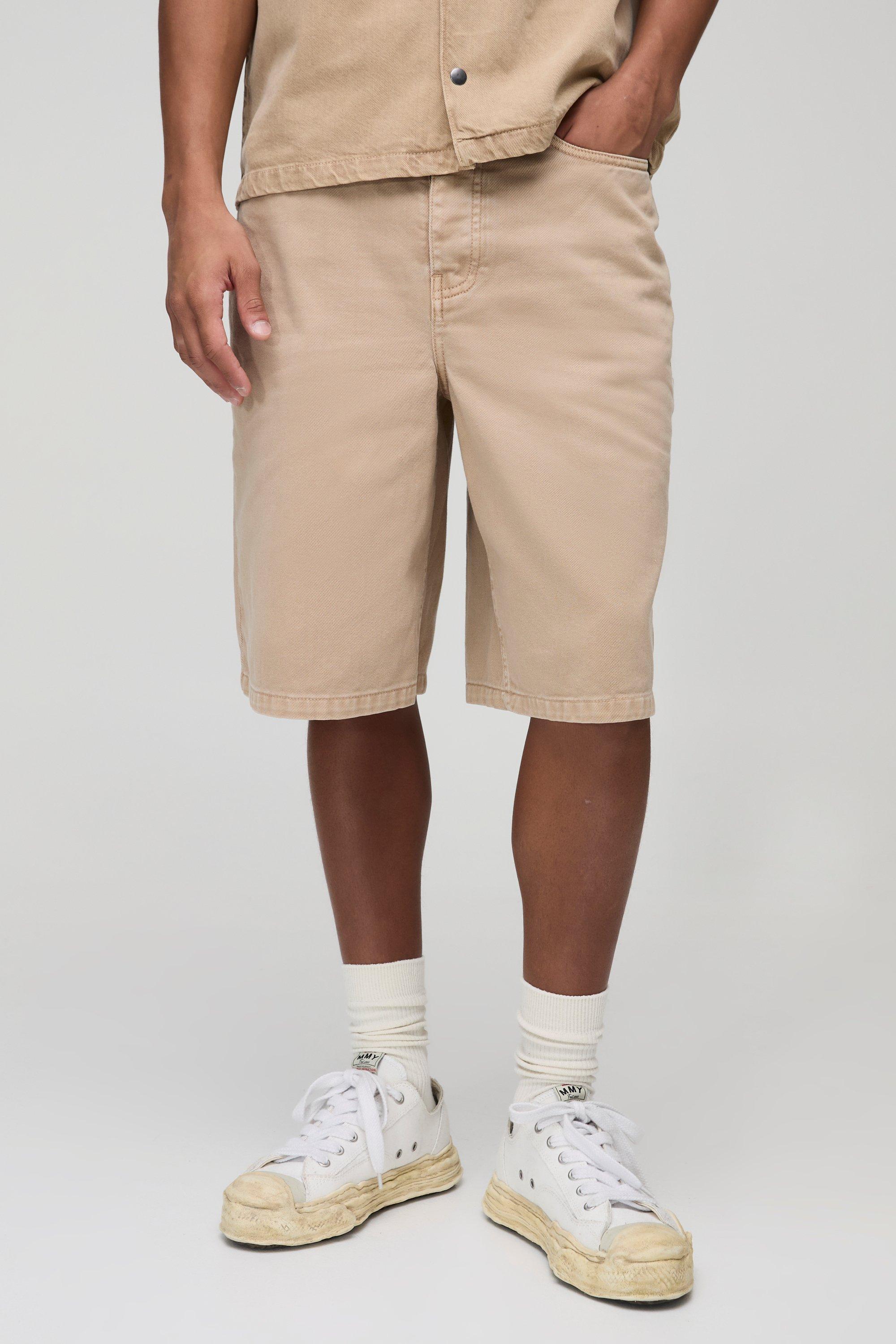 Pantaloni tuta in denim slavato rigido, Brown