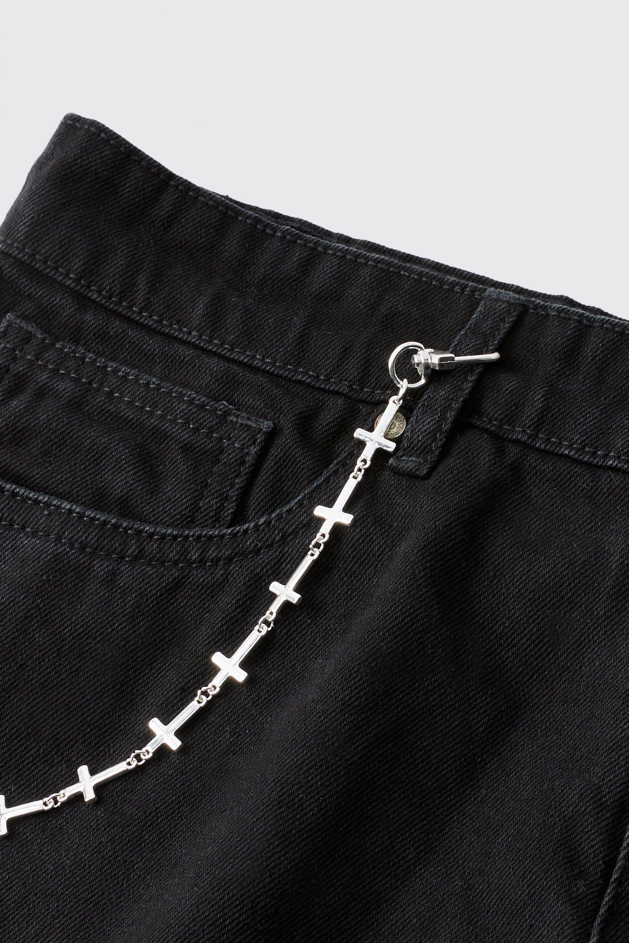 Mens Grey Cross Jean Chain, Grey