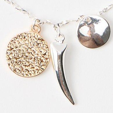 Mens Grey Silver Necklace With Charms, Grey