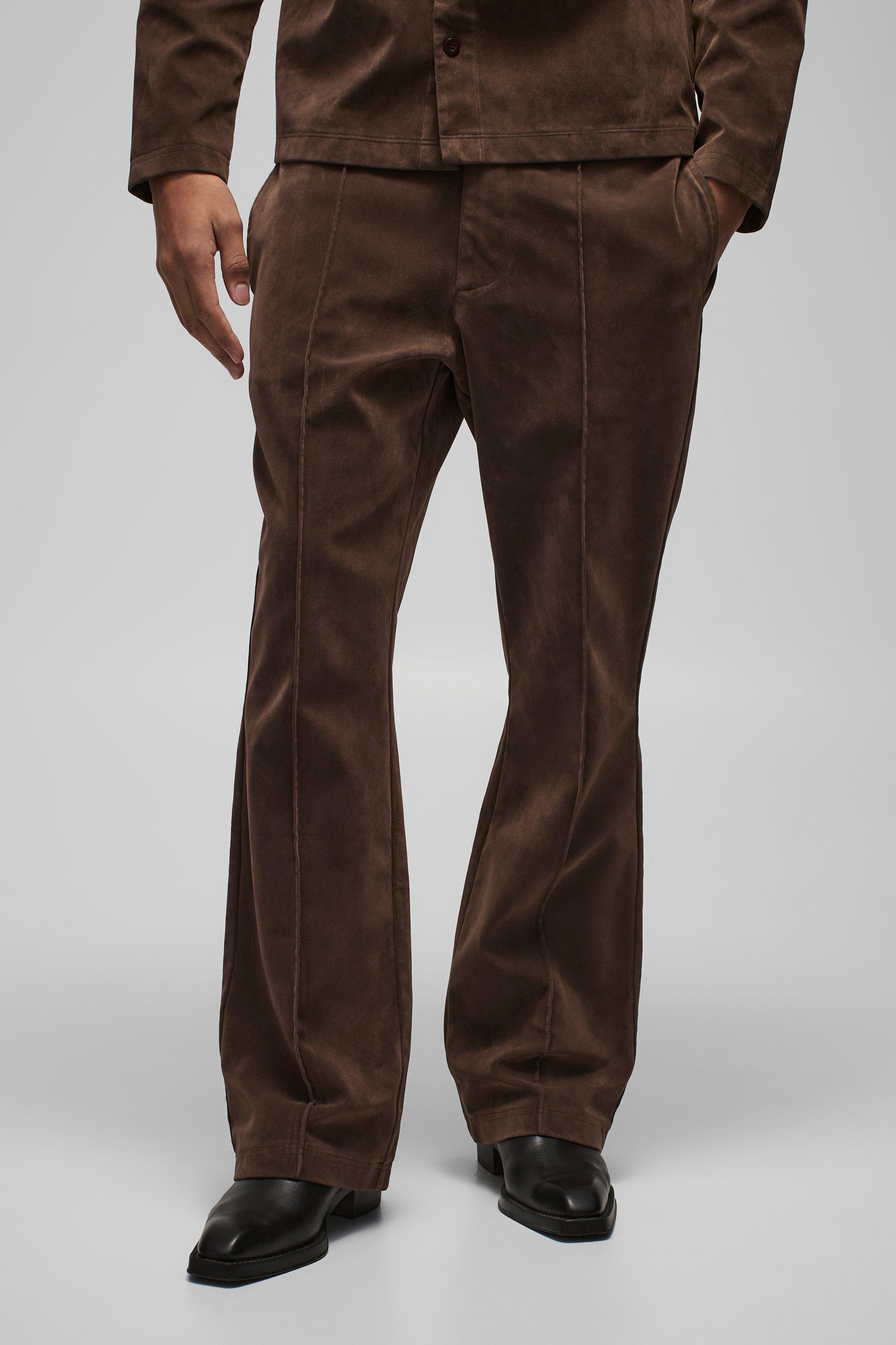 Straight Leg Heavyweight Faux Suede Flare Trouser