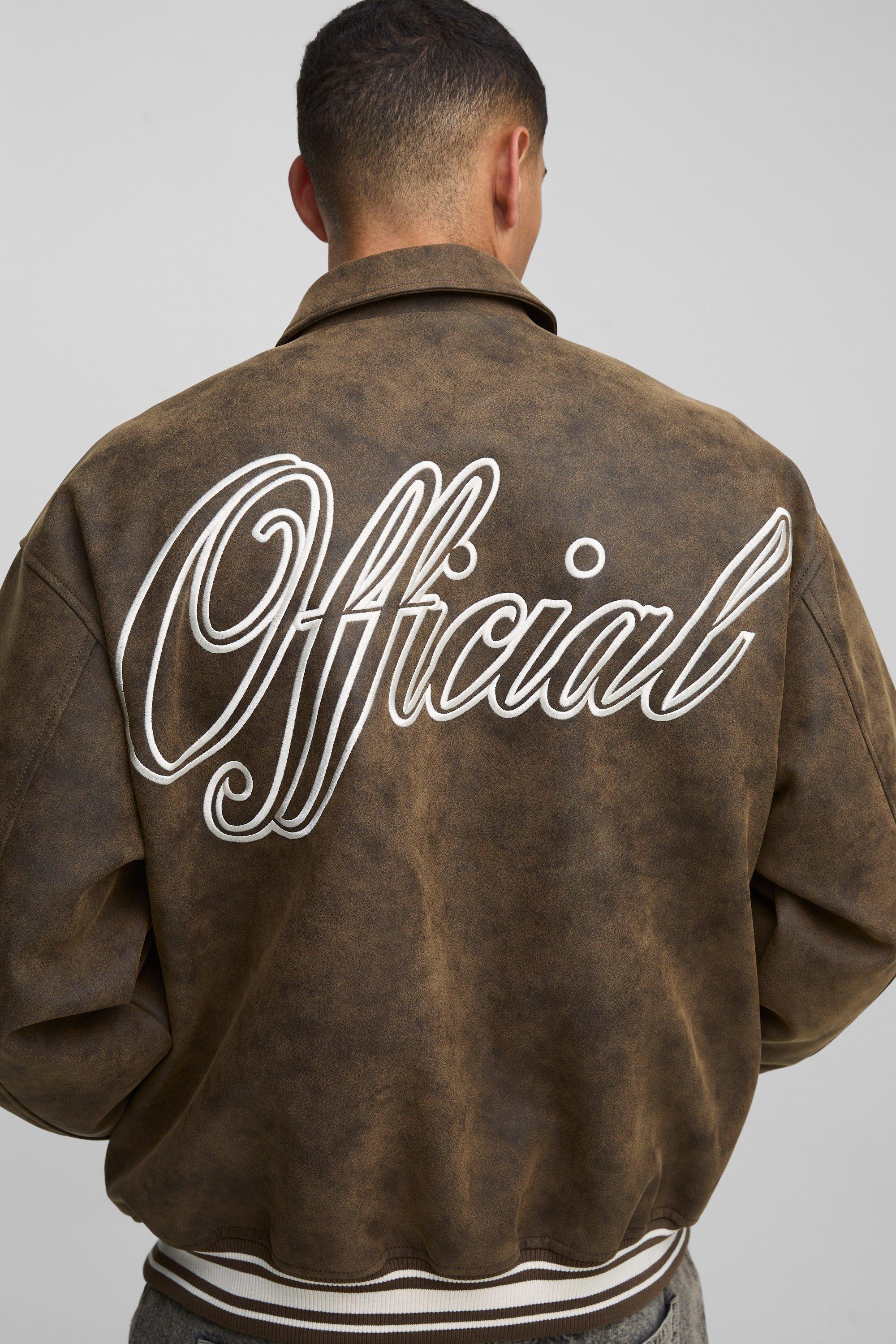 Giacca Official Oversize Stile Varsity Con Doppio Colletto, Brown