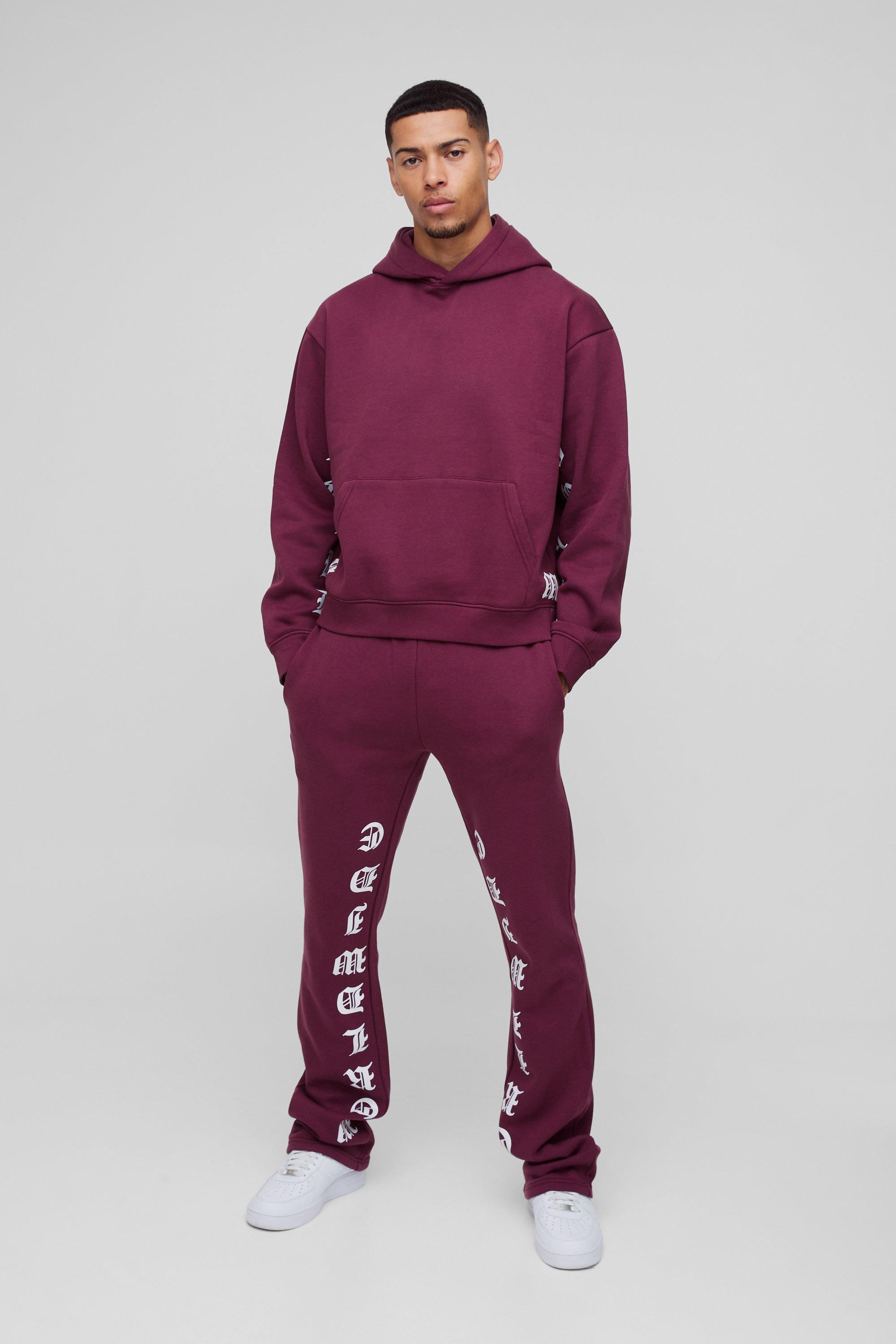 Tuta sportiva squadrata oversize con stampa a zampa, Rosso