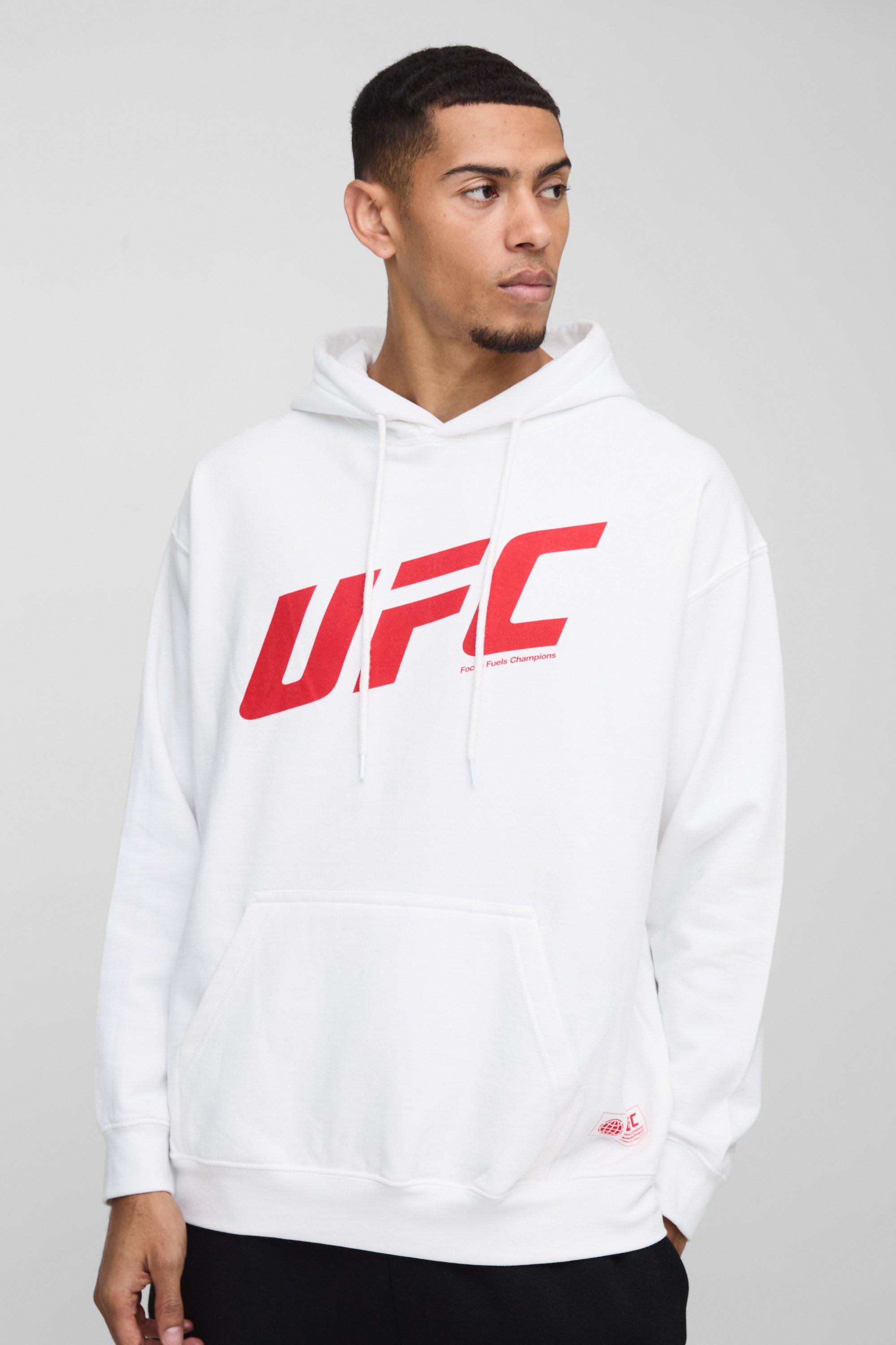 Felpa oversize con stampa ufficiale UFC Sports e cappuccio, Bianco