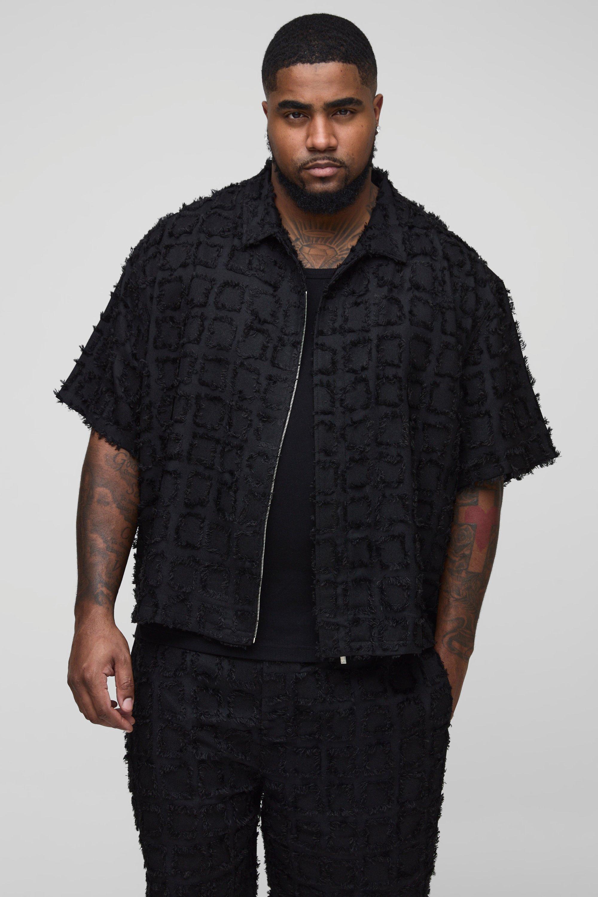 Camicia Smart Plus Size con trapuntatura, Nero