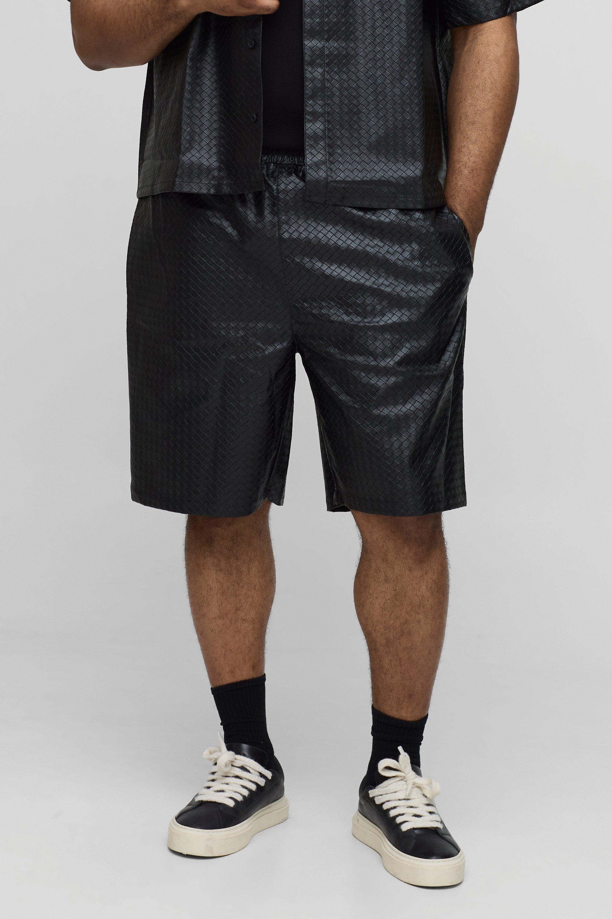 Pantaloncini Plus Size in PU con tasche, Nero