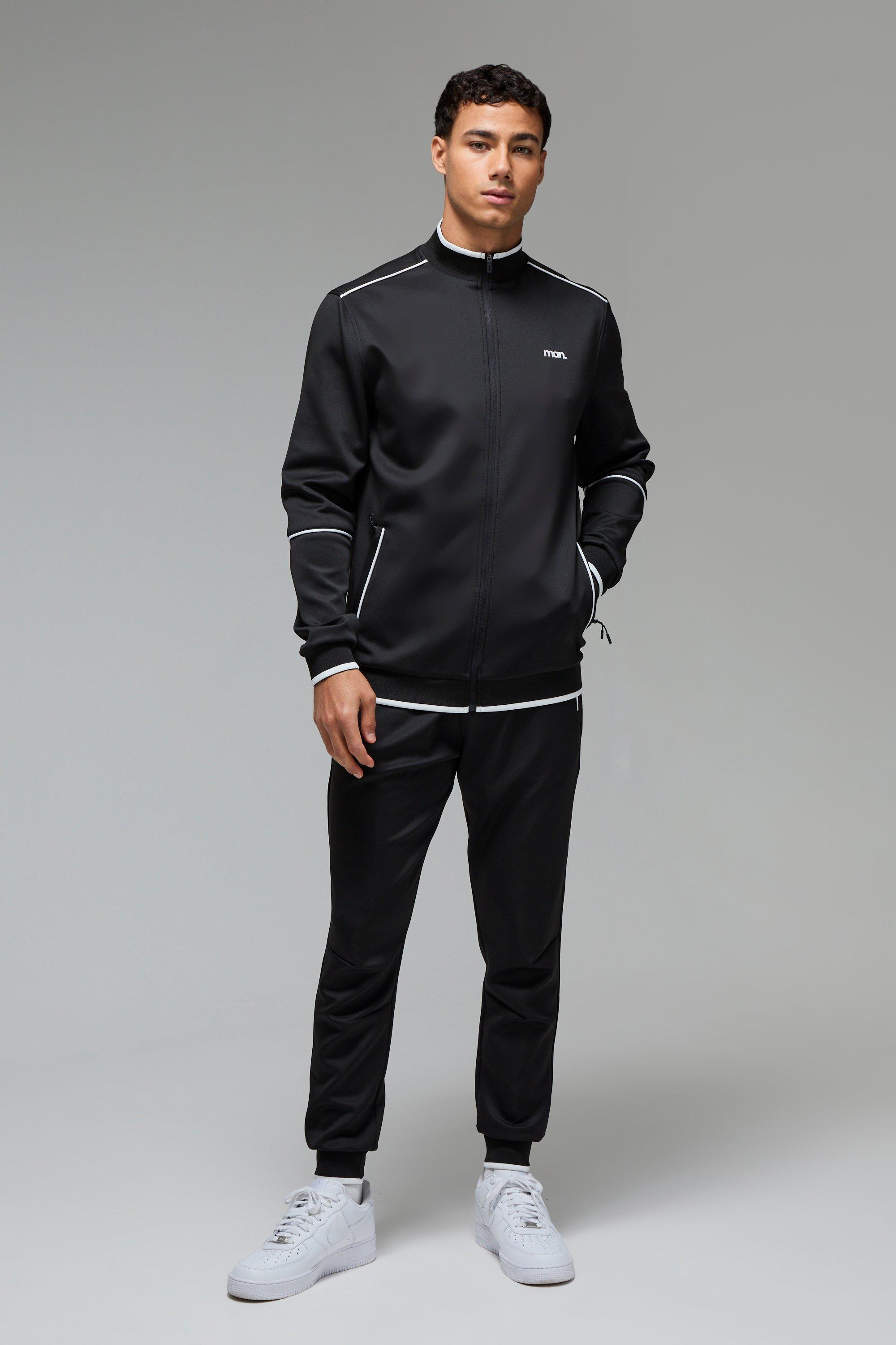 Tuta sportiva da corsa Man Sport & pantaloni tuta con polsini alle caviglie, Nero