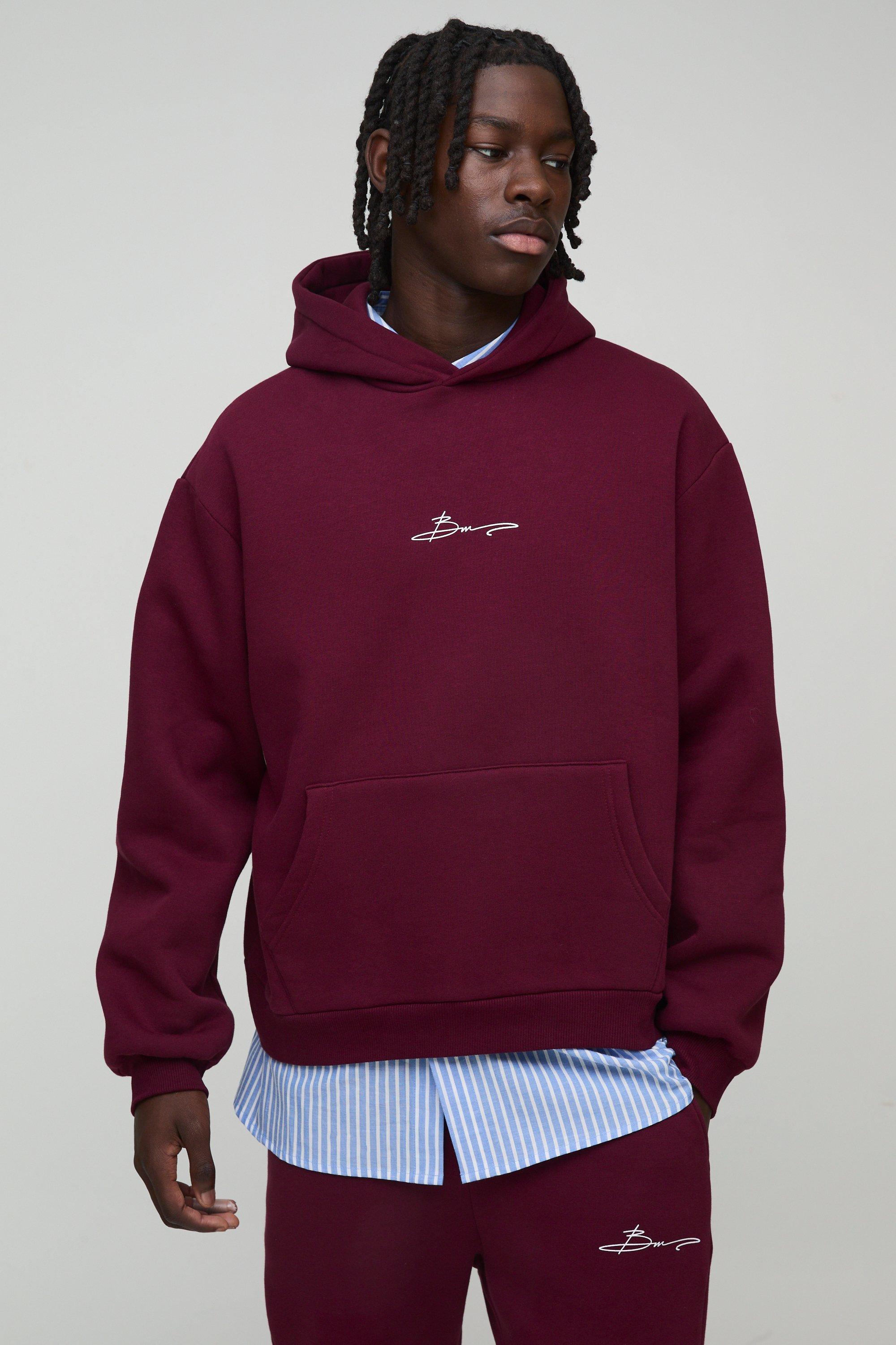 boohoo MAN★長袖 プルオーバー バックプリント パーカー★赤★ Men's Red Sweatshirts | boohooMAN USA