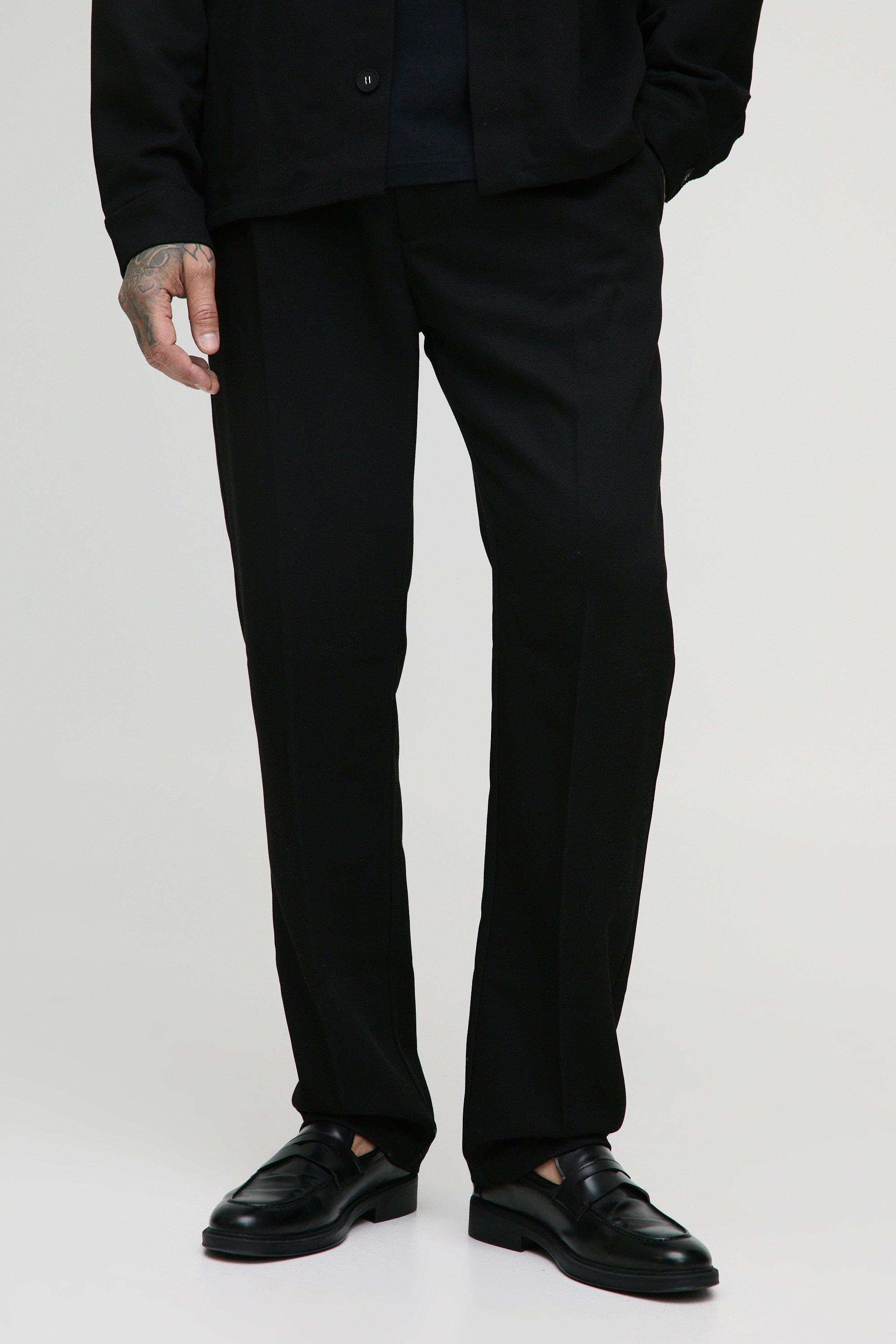 Mens Black Tall Twill Adjustable Side Tailored Trousers, Black