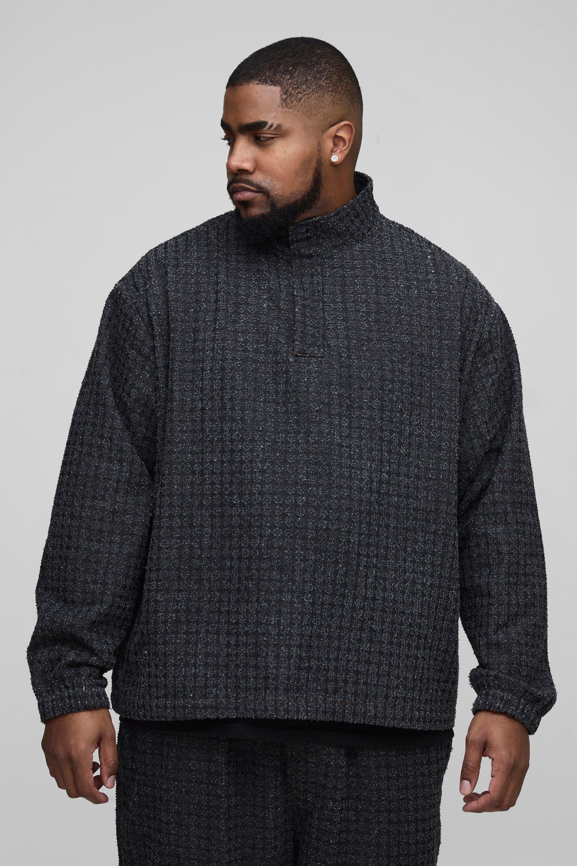Camicia da Rugby Plus Size in mélange in denim, Nero