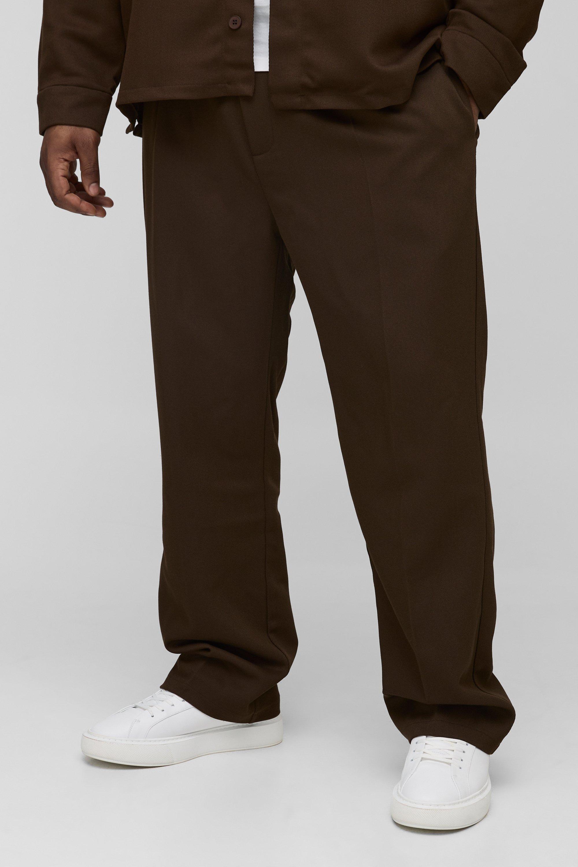 Pantaloni sartoriali Plus Size in twill con regolazione laterale, Brown