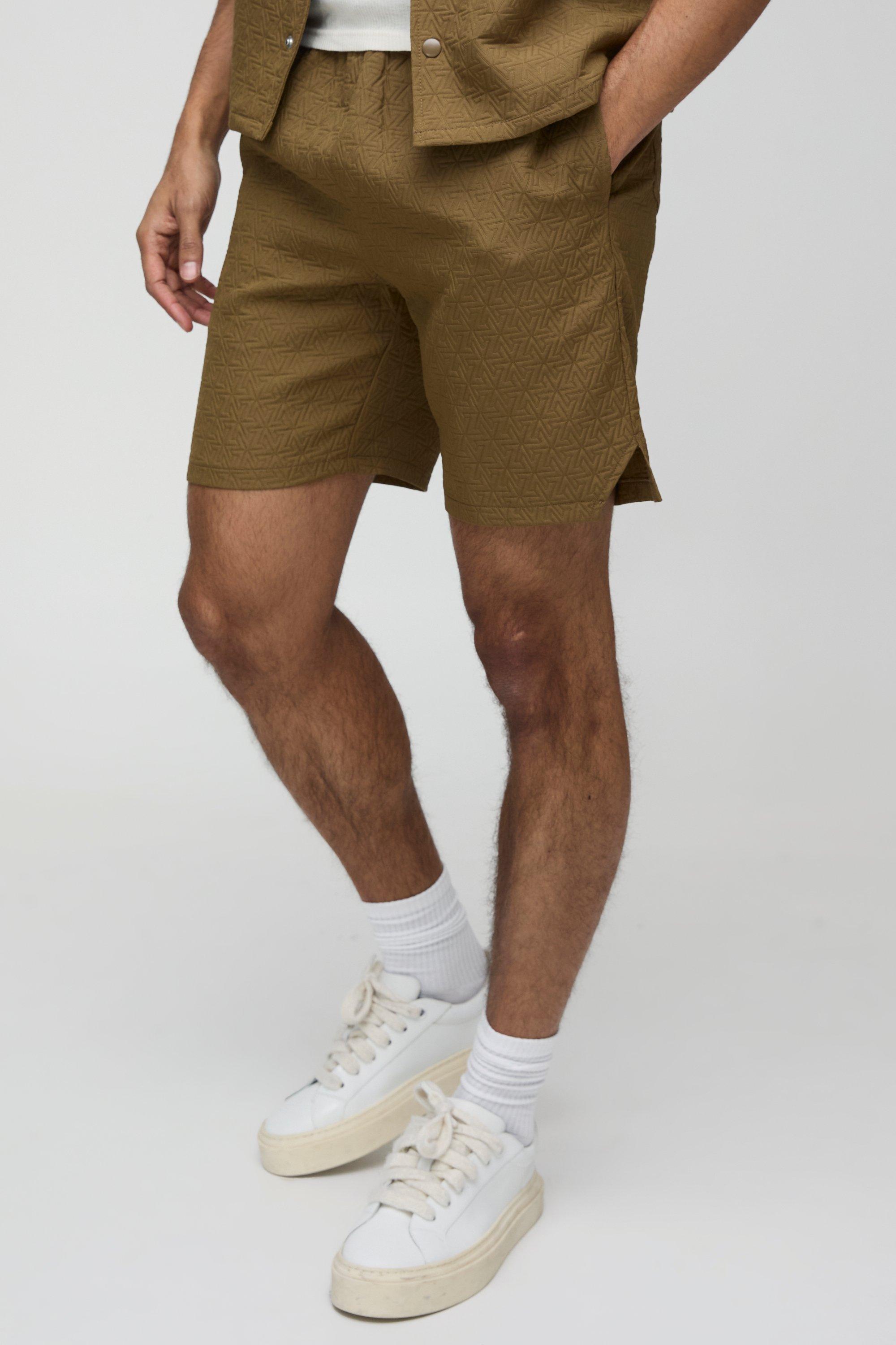Mens Green Relaxed Fit Abstract Padded Short, Green