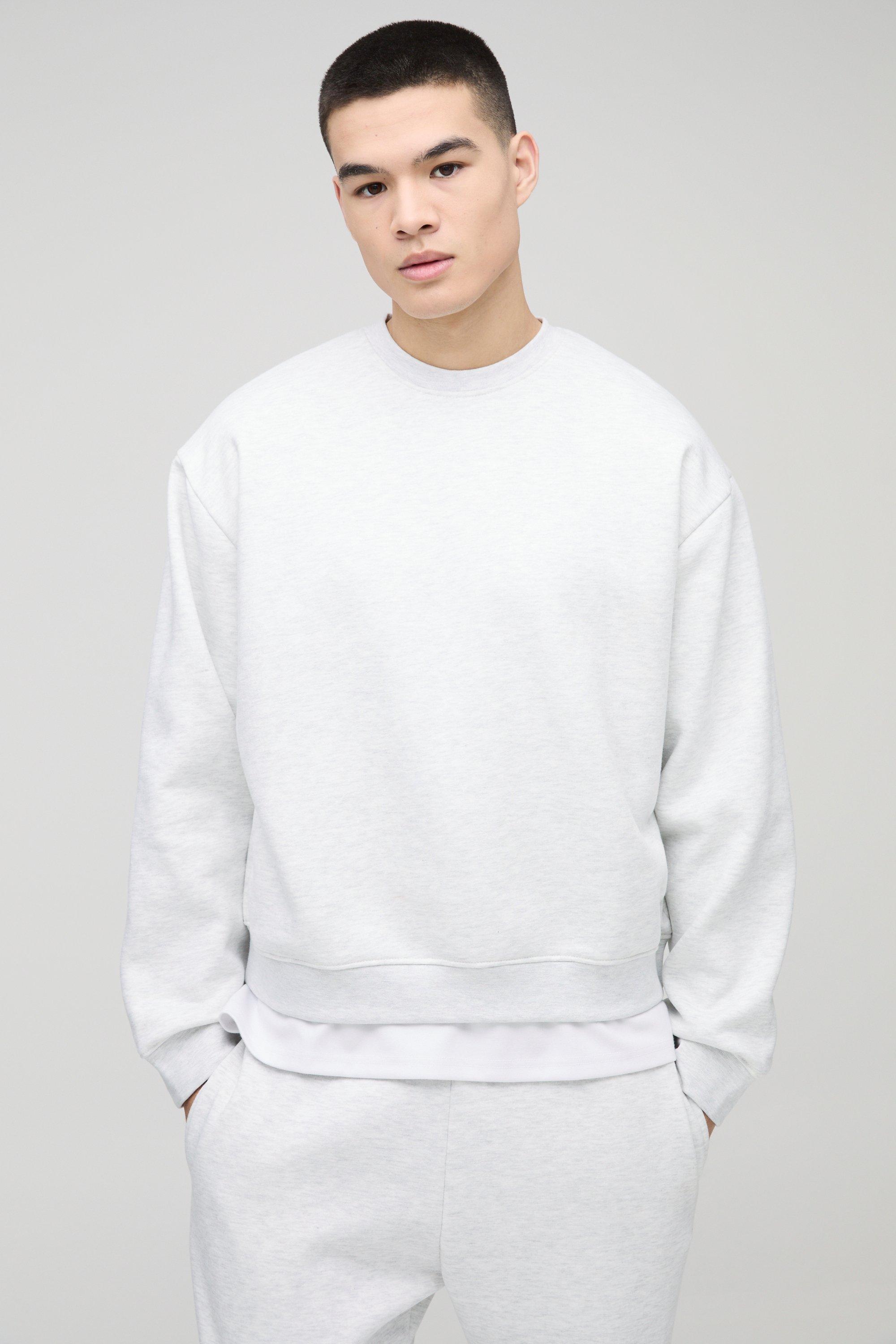 Mens Grey Oversized Basic Boxy Sweatshirt, Grey