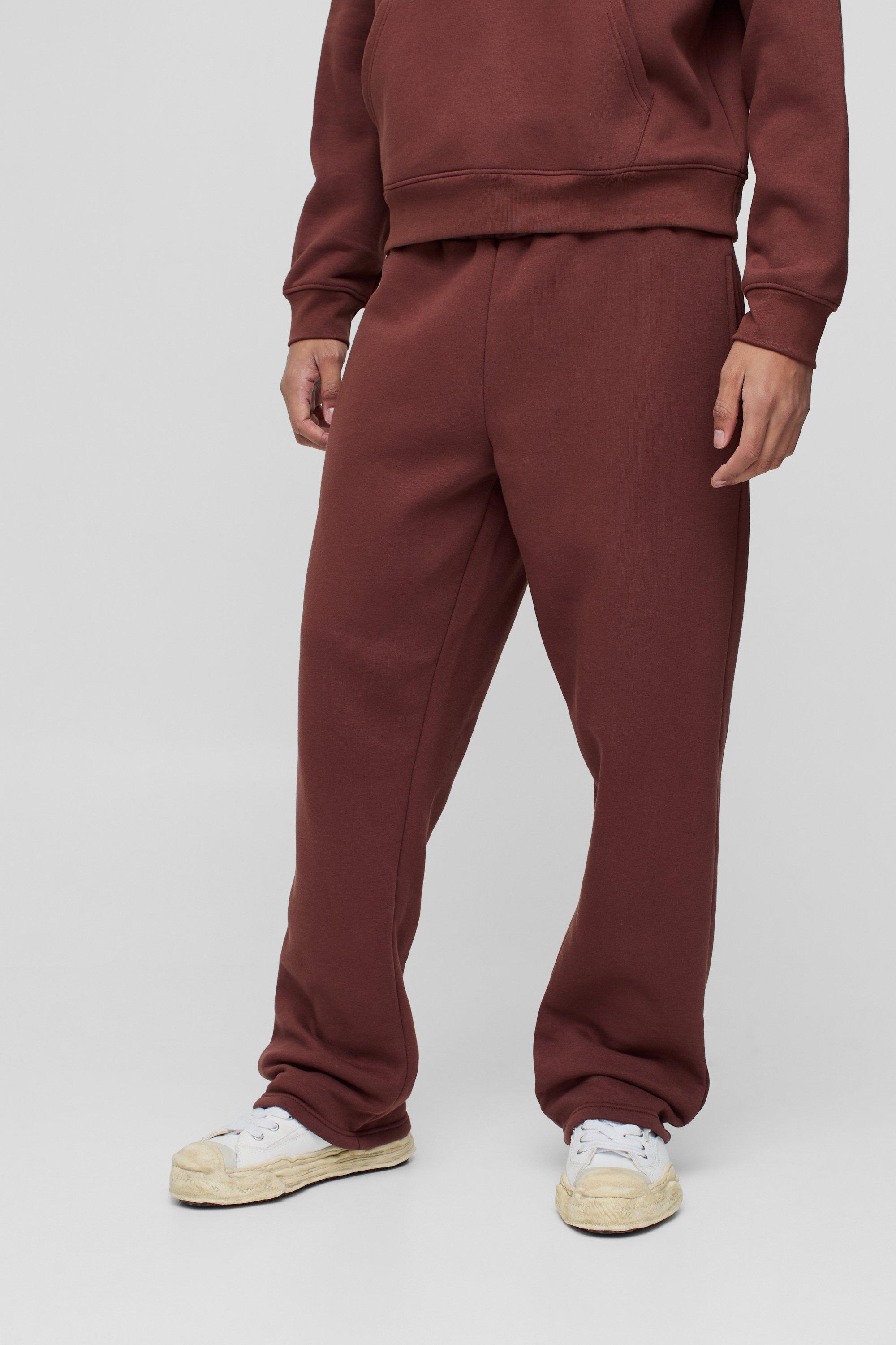 Pantaloni tuta dritti Basic in 330 g/mq, Brown