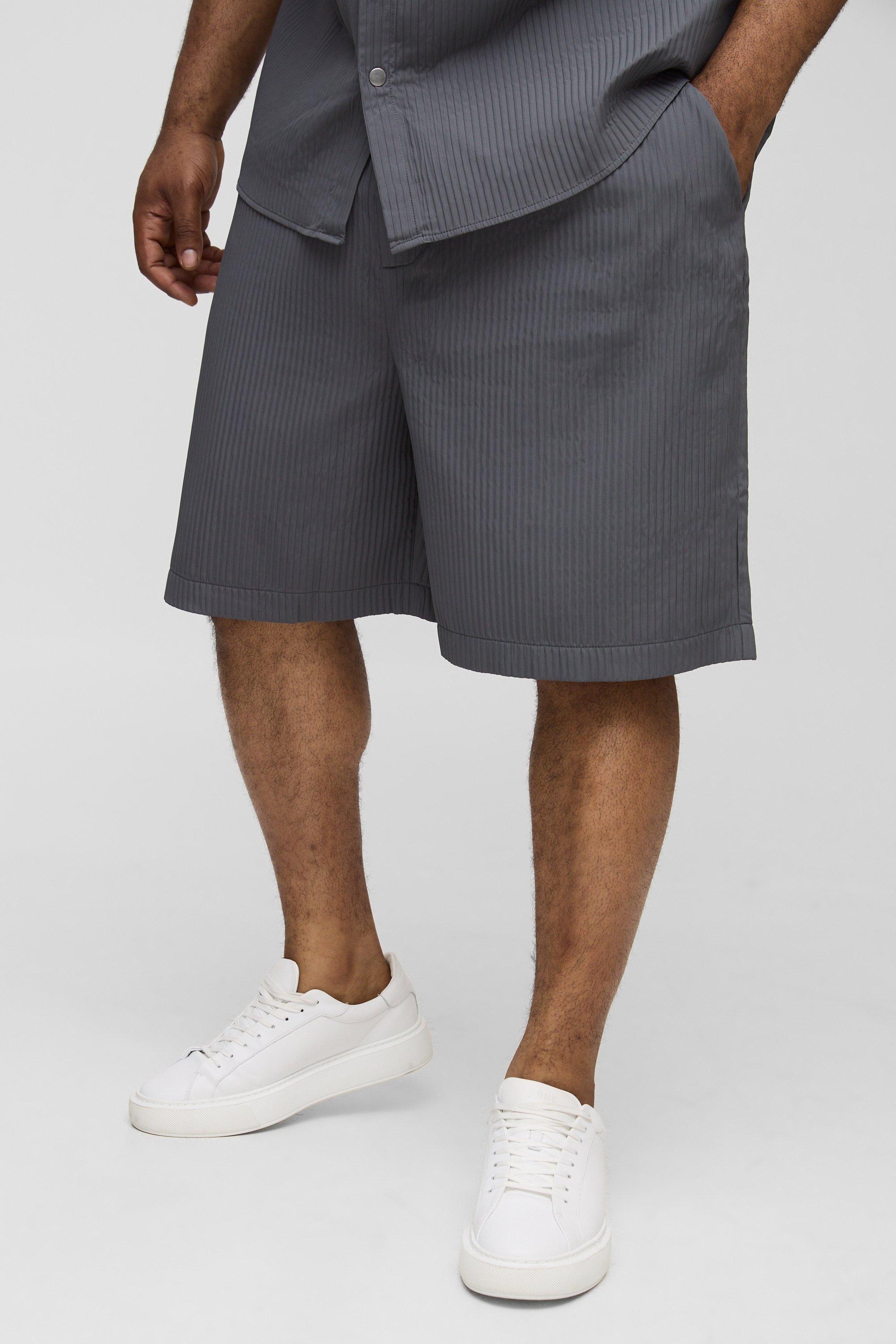 Pantaloncini tecnici Plus Size con pieghe, Grigio
