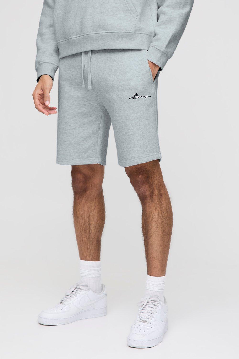 Pantaloncini comodi medi con firma BM, Grigio