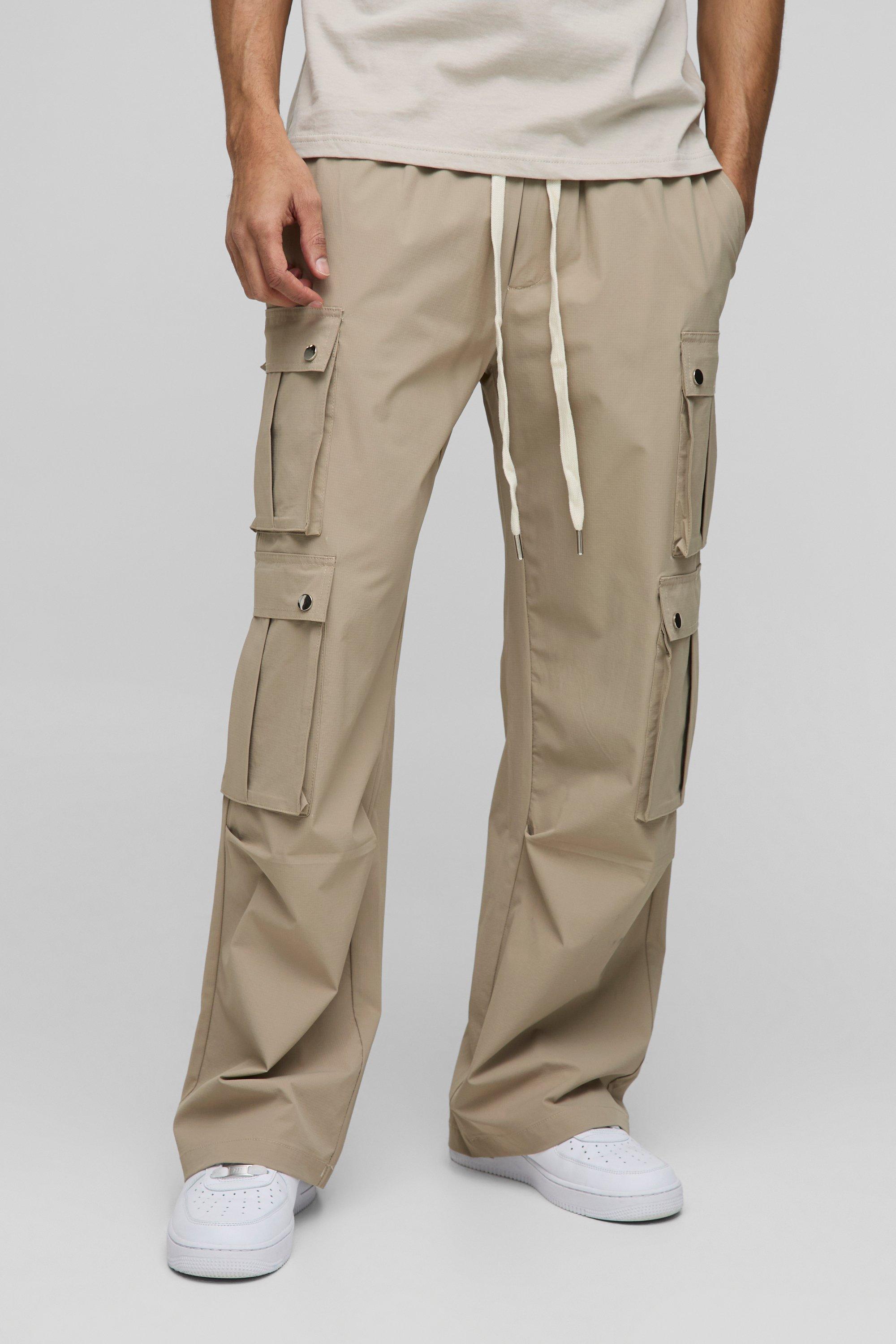 Boohoo Ribfluwelen Wide Leg Cargo Broek Met Zakken, Stone