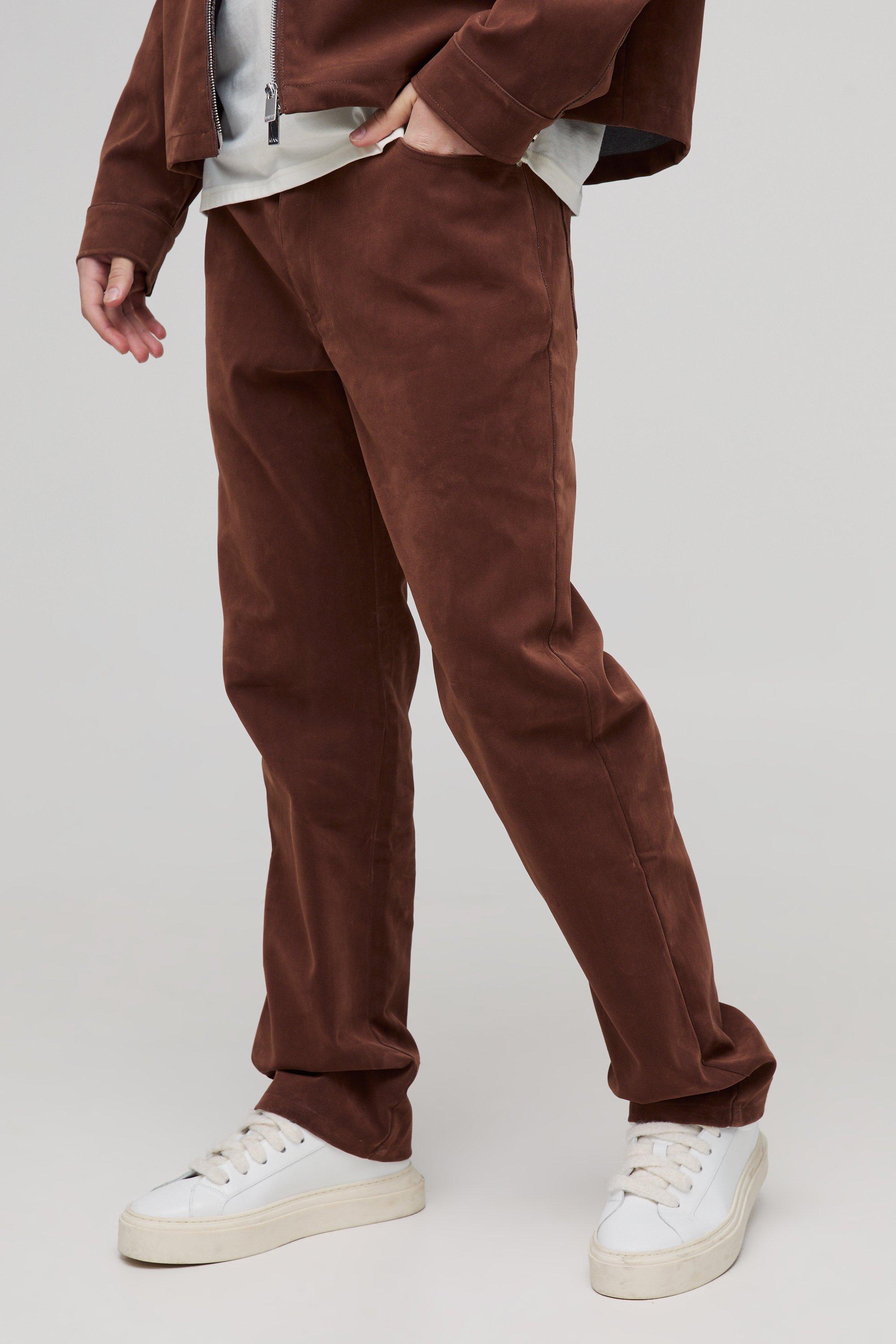 Jeans dritti in denim in velluto, Brown