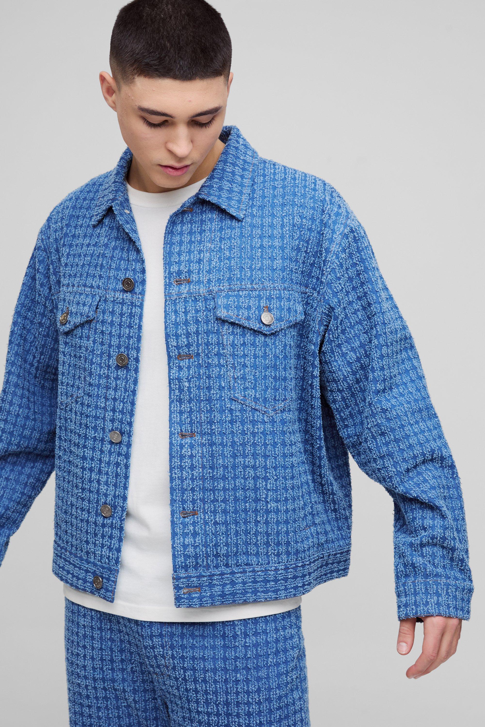 Giacca in denim Regular Fit con trama, Azzurro