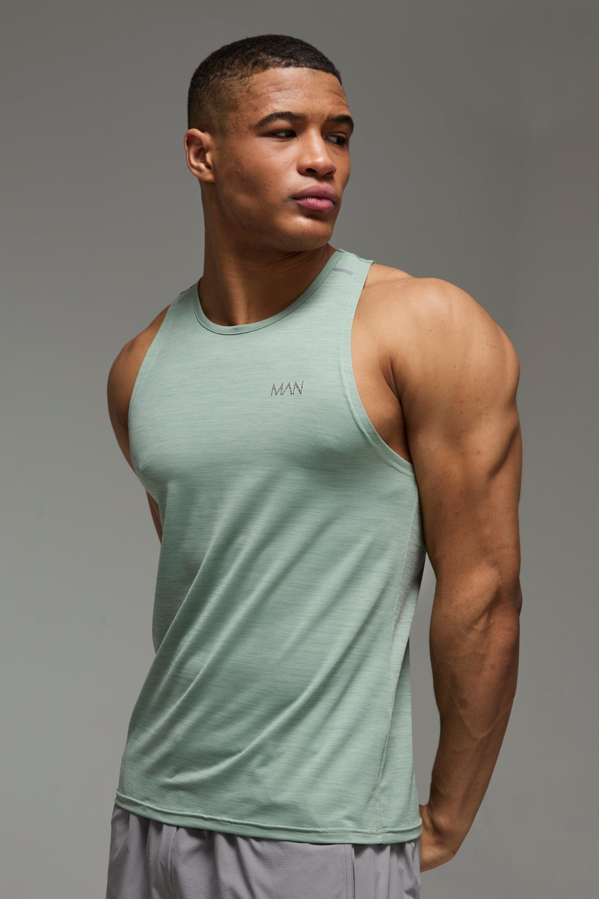 Canotta da palestra Man Active leggera per alta performance Regular Fit in mélange, Verde