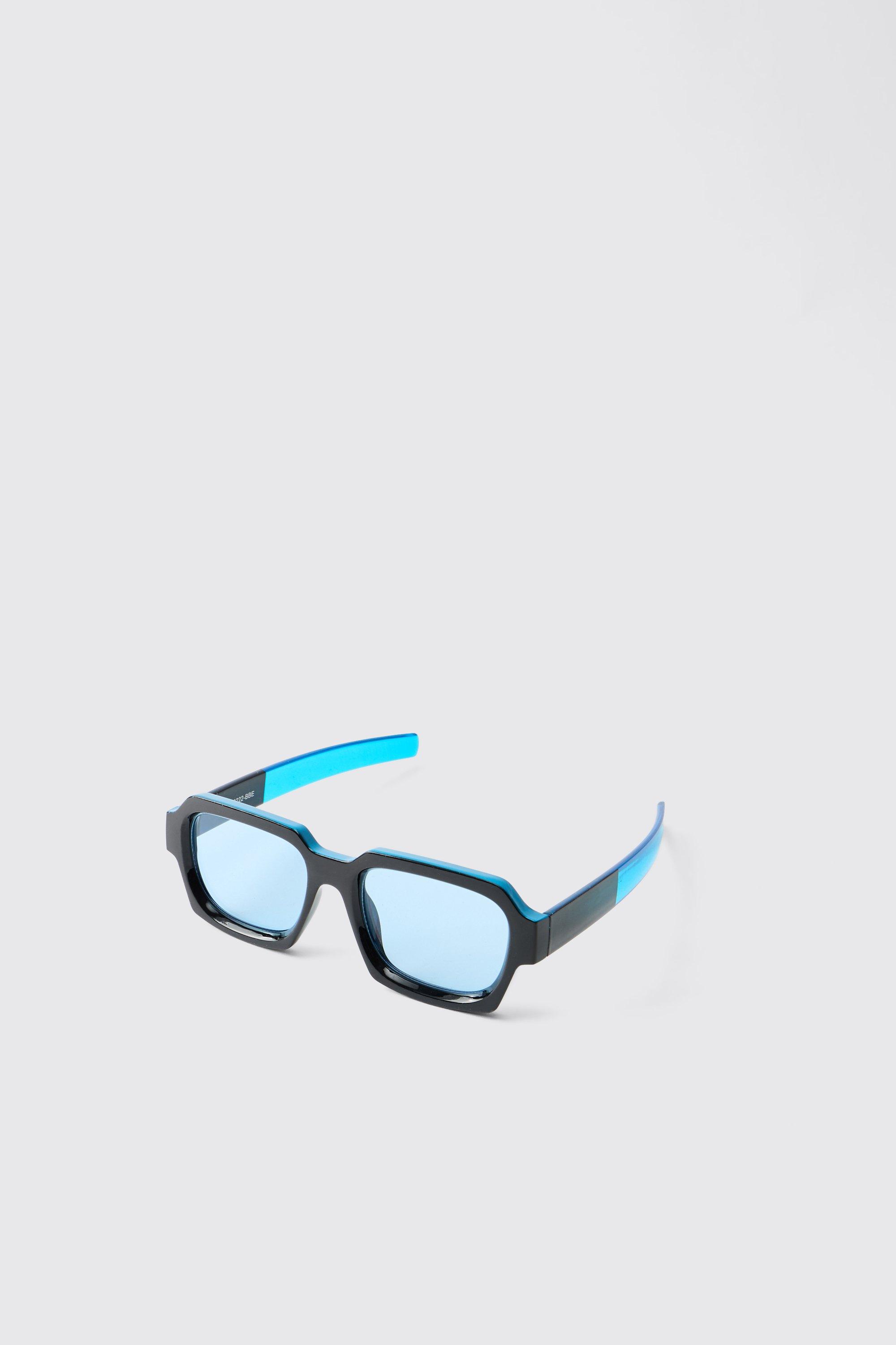 Mens Blue Colour Contrast Square Sunglasses, Blue