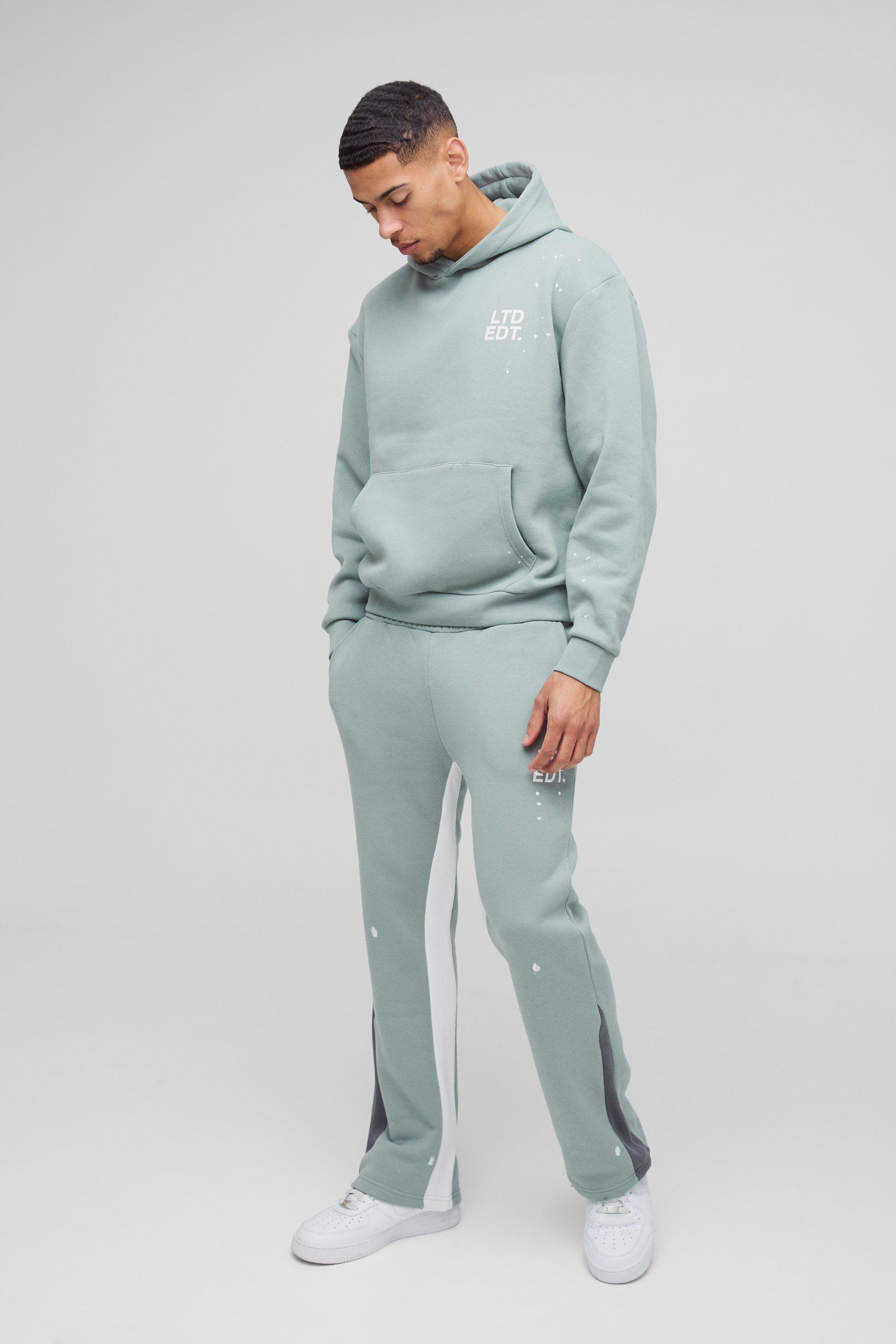 Tuta sportiva squadrata oversize con inserti, schizzi di colore e zip, Verde