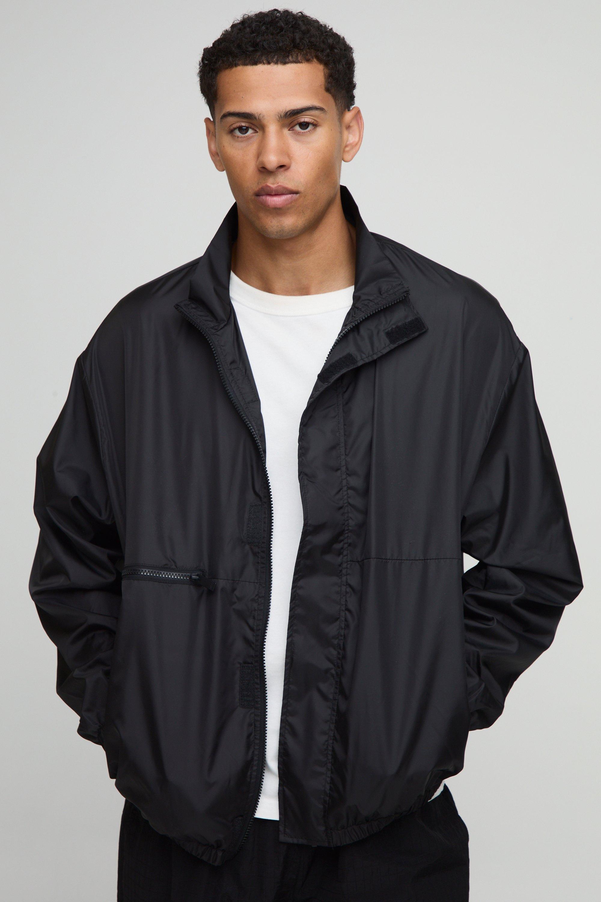 Giacca Da Corsa Oversize Extra Lucida Con Collo A Imbuto, Nero