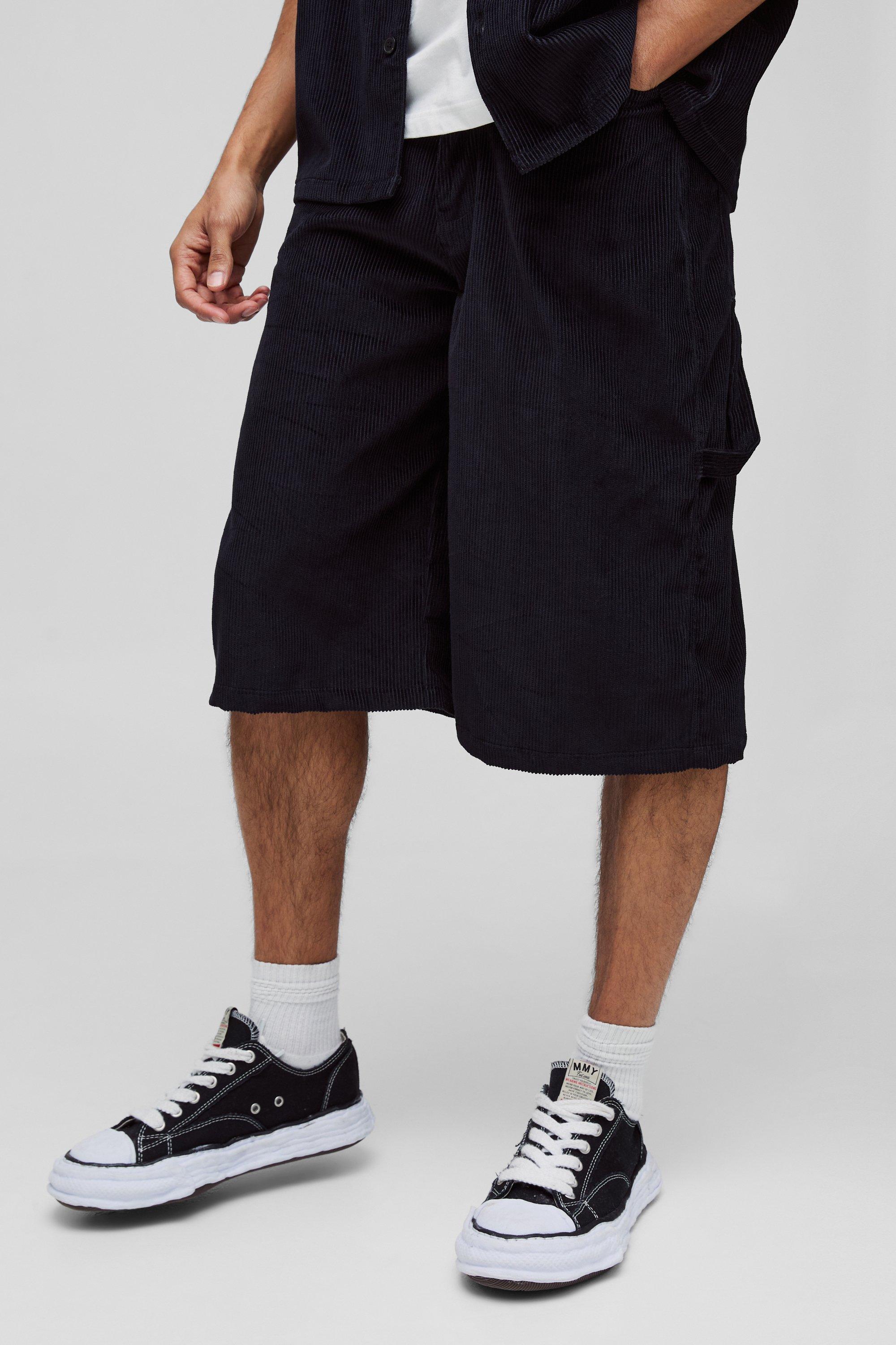 Pantaloni tuta lunghi in velluto a coste, Nero