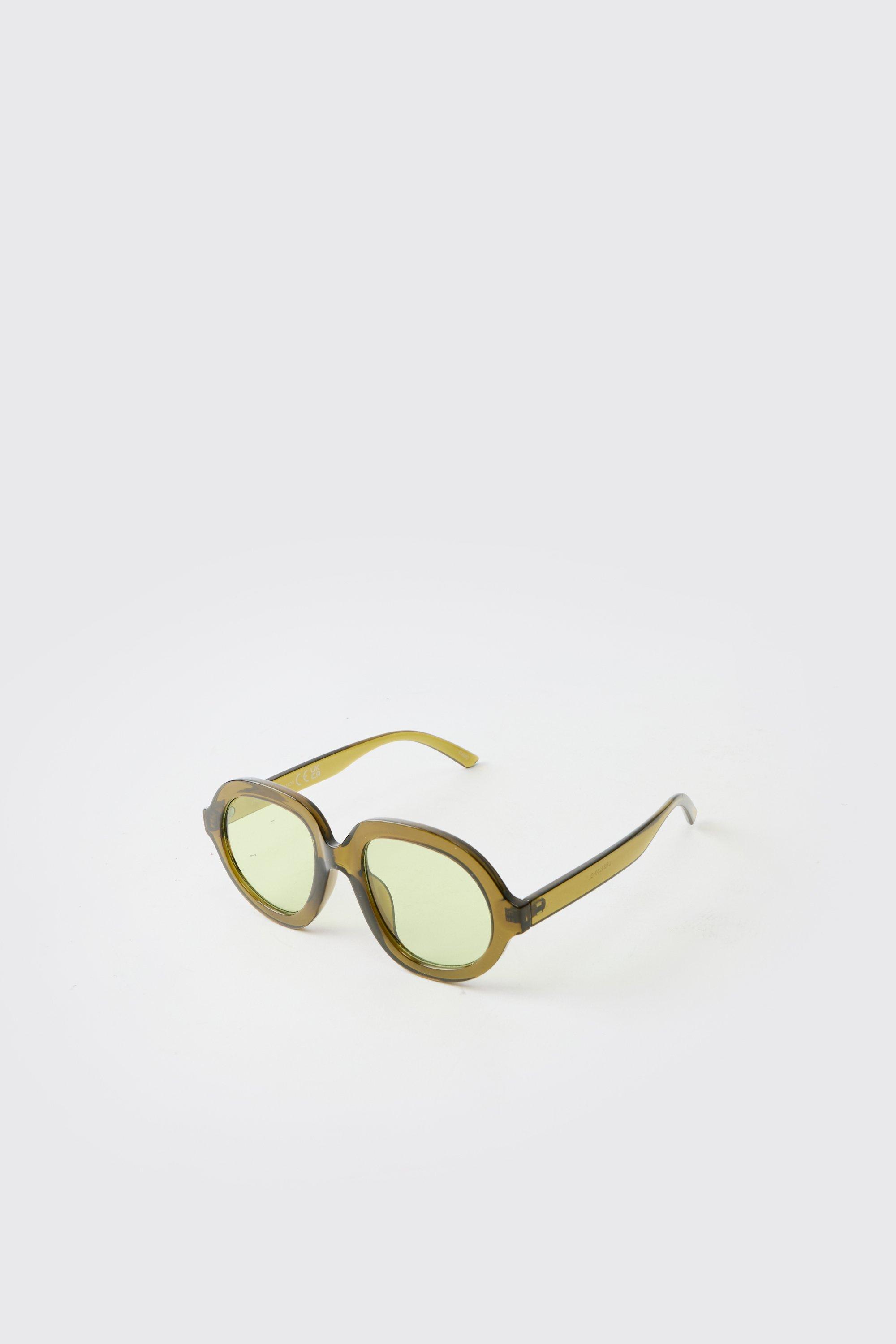 Mens Green Round Sunglasses, Green