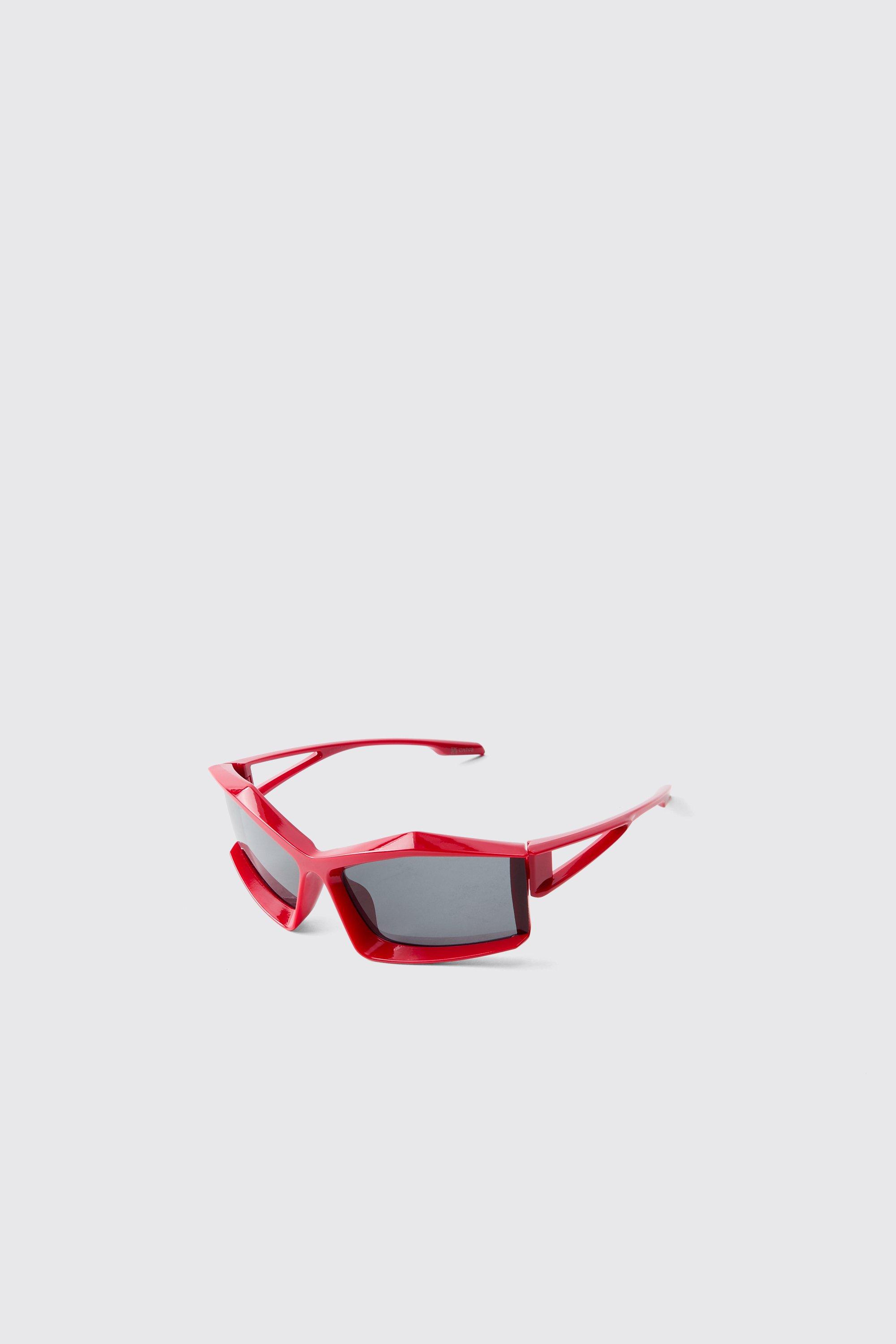 Mens Chunky Red Racing Sunglasses, Red